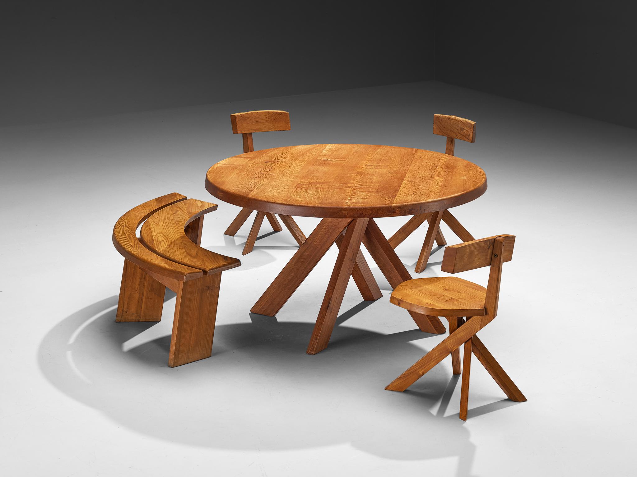 Early Pierre Chapo 'Sfax' T21 B Dining Table in Solid Elm 3