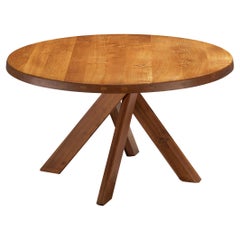 Early Pierre Chapo 'Sfax' T21 B Dining Table in Solid Elm