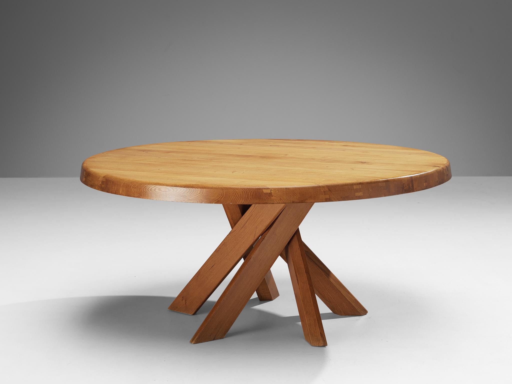 Early Pierre Chapo 'Sfax' T21E Dining Table in Solid Elm In Good Condition In Waalwijk, NL