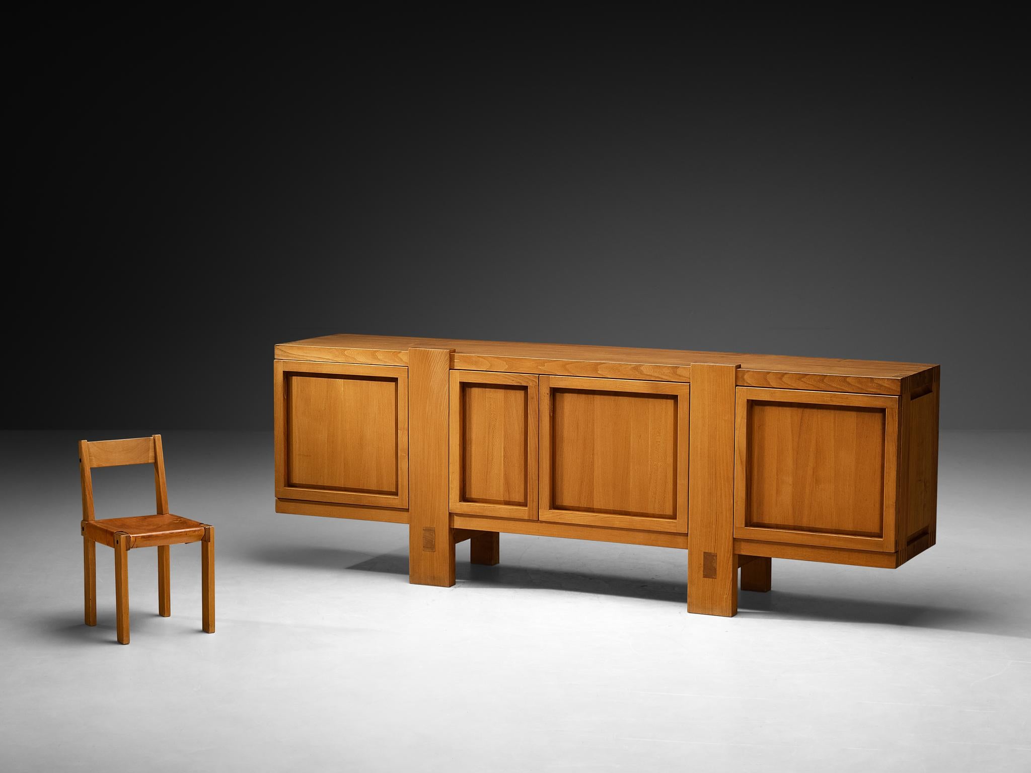 Français Early Pierre Chapo Sideboard 'R16' in Solid Elm en vente