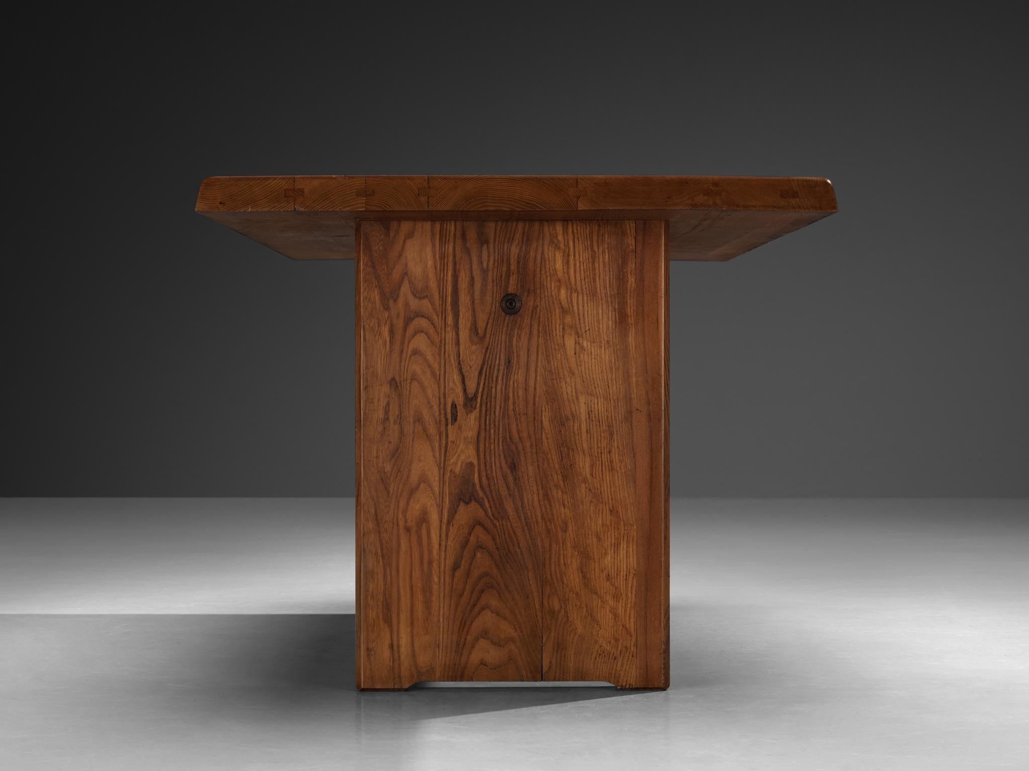 Mid-20th Century Early Pierre Chapo 'T14C' Table in Solid Elm