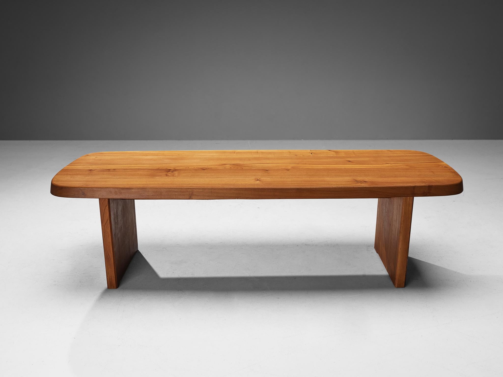 Mid-Century Modern Early Pierre Chapo 'T20A' Dining Table in Solid Elm  For Sale