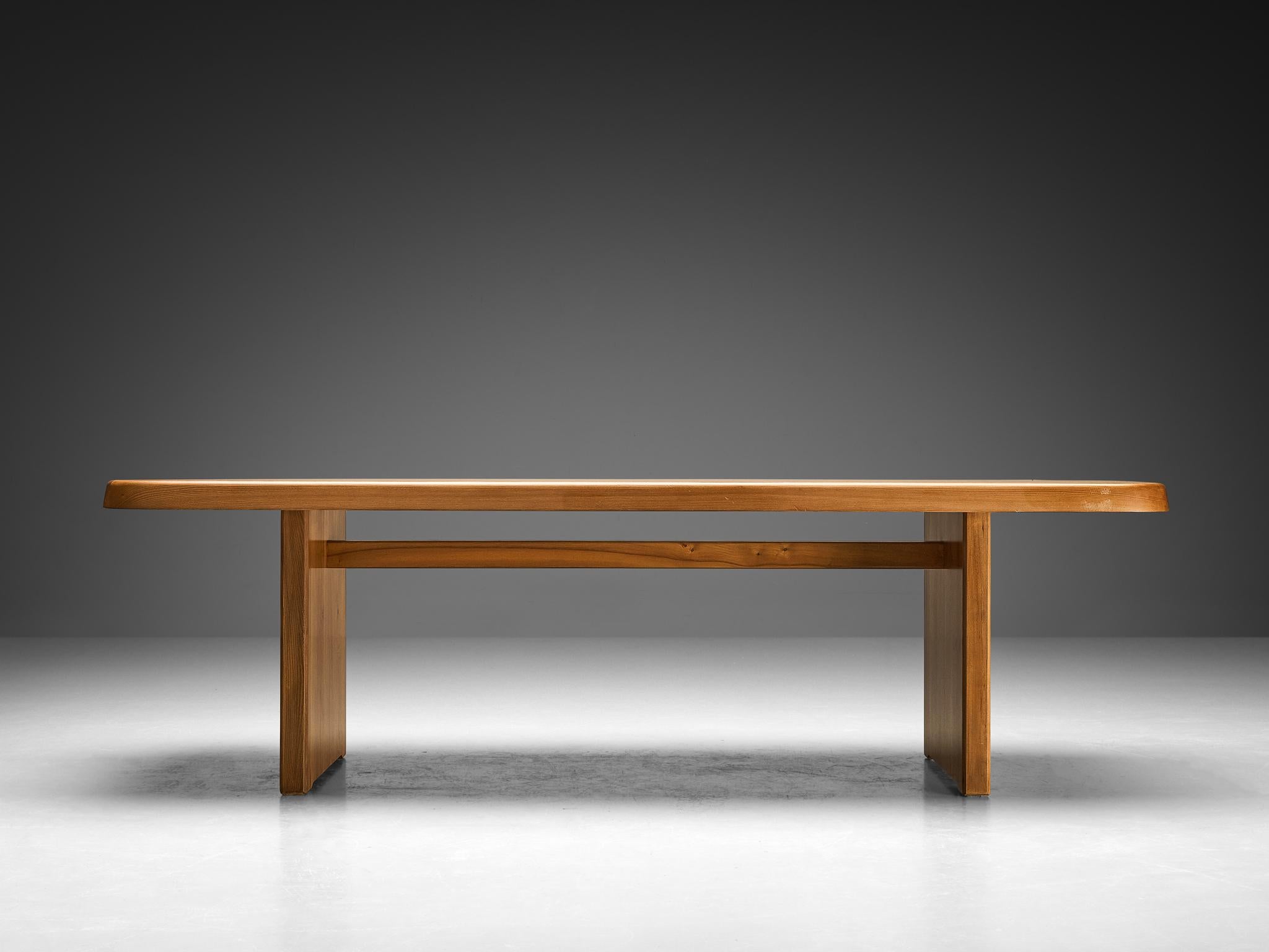 Mid-Century Modern Early Pierre Chapo 'T20A' Dining Table in Solid Elm  For Sale