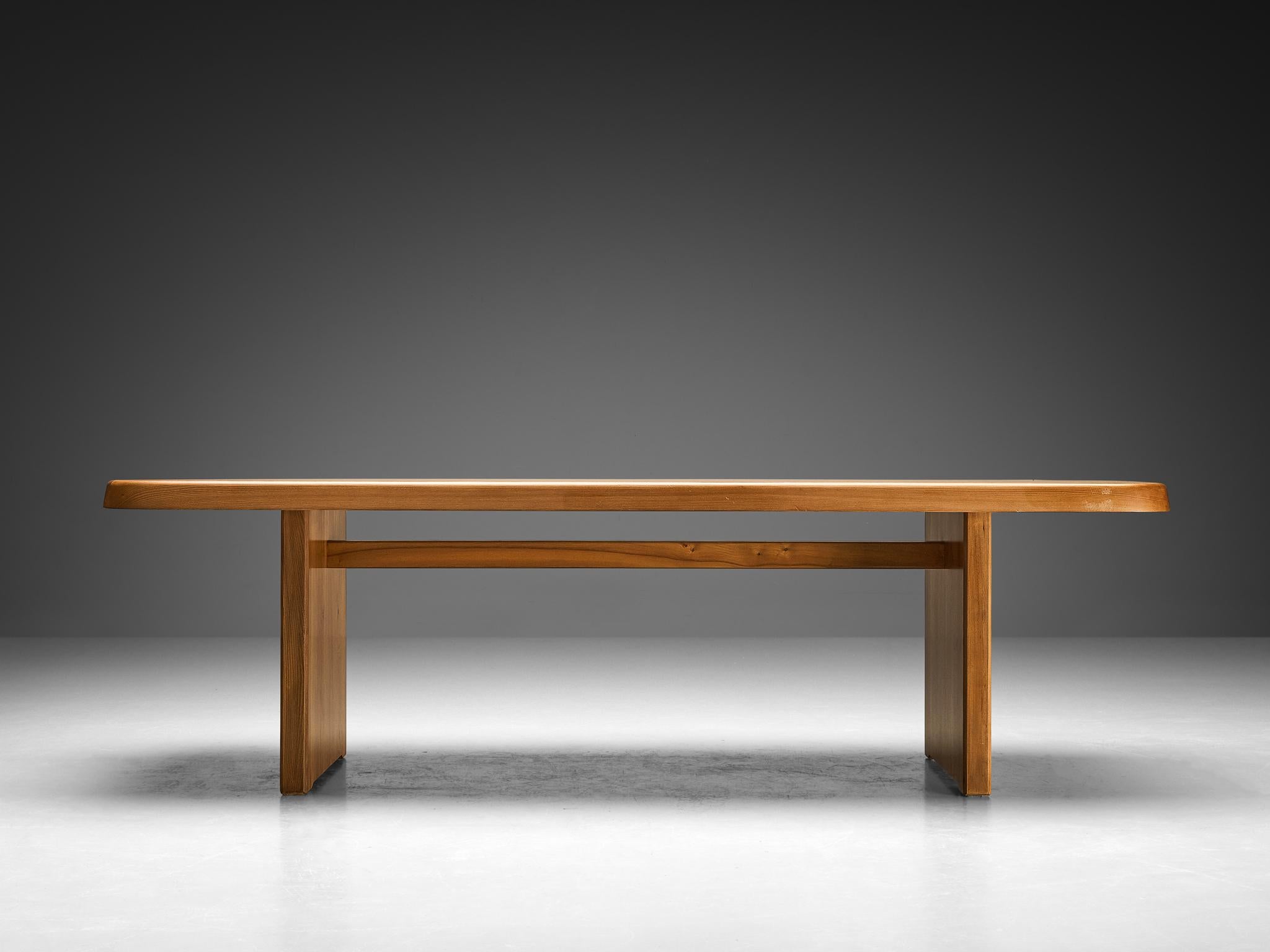 Mid-Century Modern Early Pierre Chapo 'T20A' Dining Table in Solid Elm