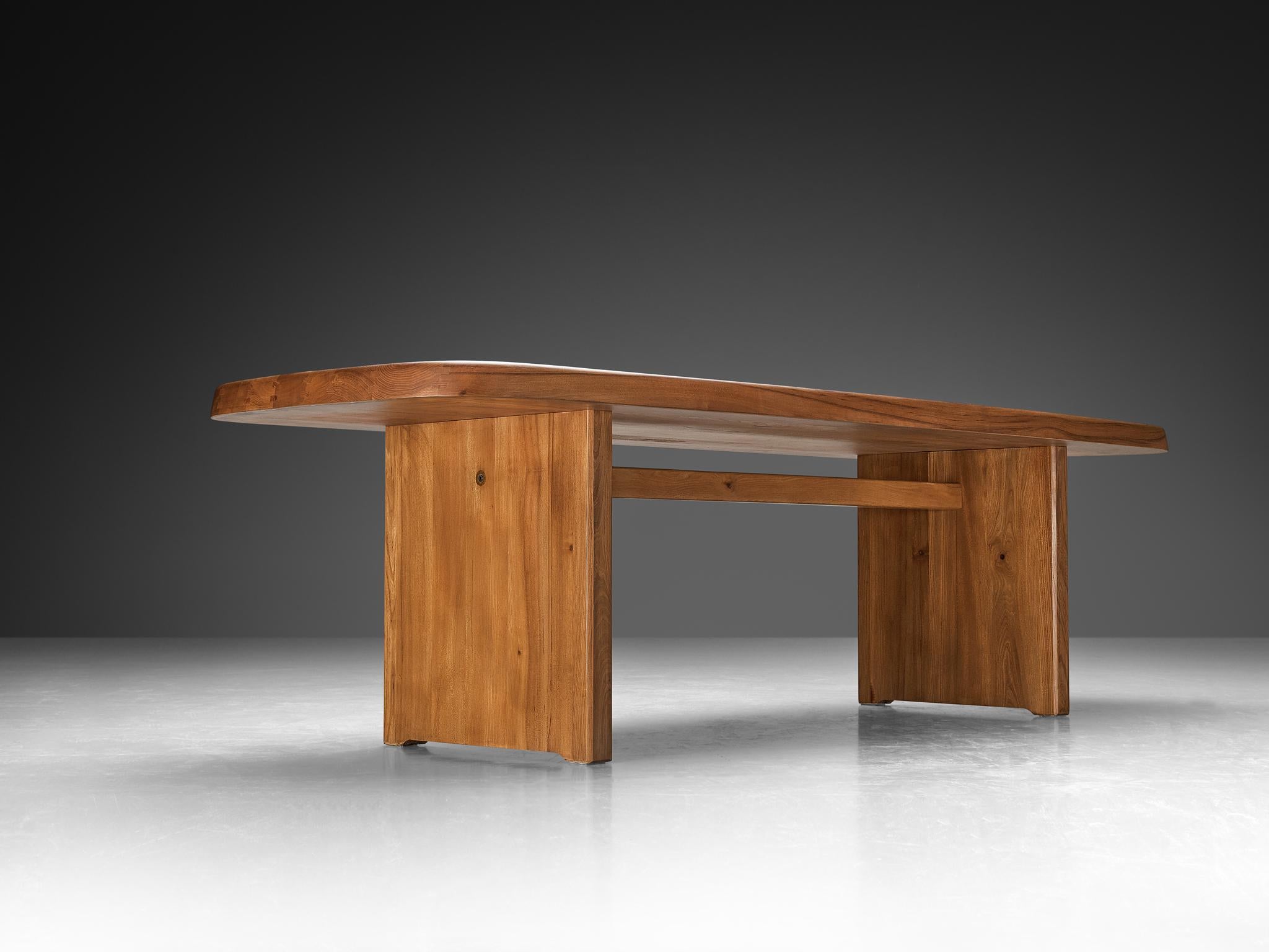 French Early Pierre Chapo 'T20A' Dining Table in Solid Elm