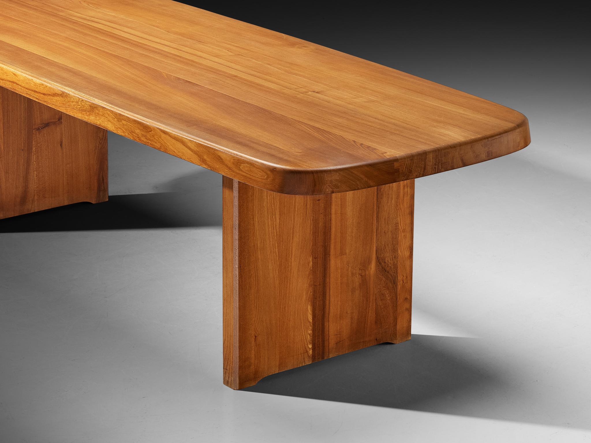 Mesa de comedor antigua Pierre Chapo 'T20A' de olmo macizo Francés en venta