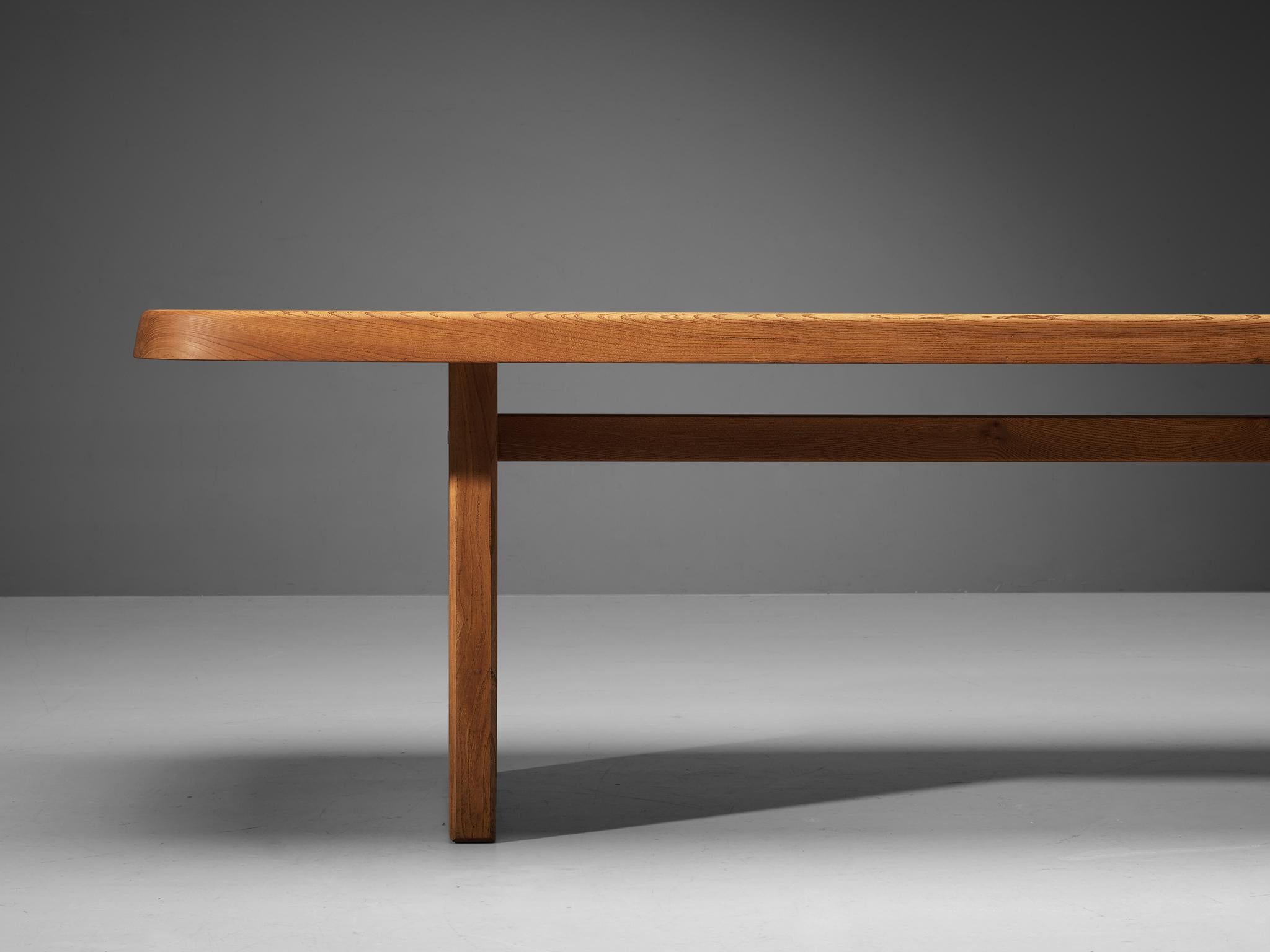 Late 20th Century Early Pierre Chapo 'T20A' Dining Table in Solid Elm 