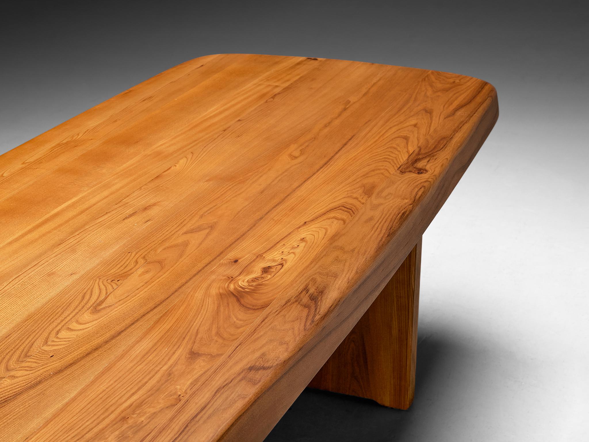 Late 20th Century Early Pierre Chapo 'T20A' Dining Table in Solid Elm