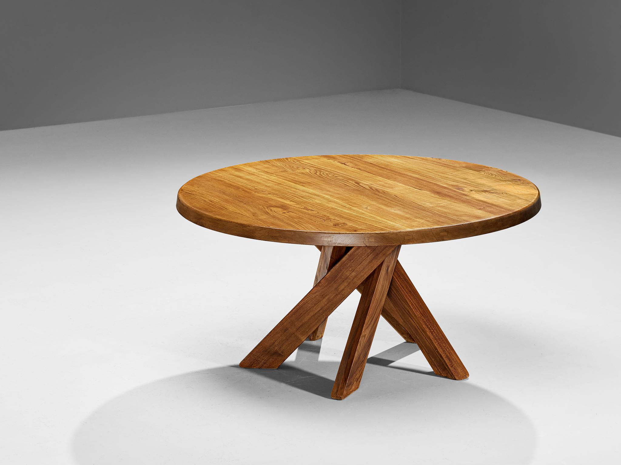 Pierre Chapo, dining table model 'T21 D', elm, France, 1970s

This table is one of the early editions designed by Pierre Chapo, known for his hallmark use of solid elmwood and a commitment to pure and clean design and construction principles. This