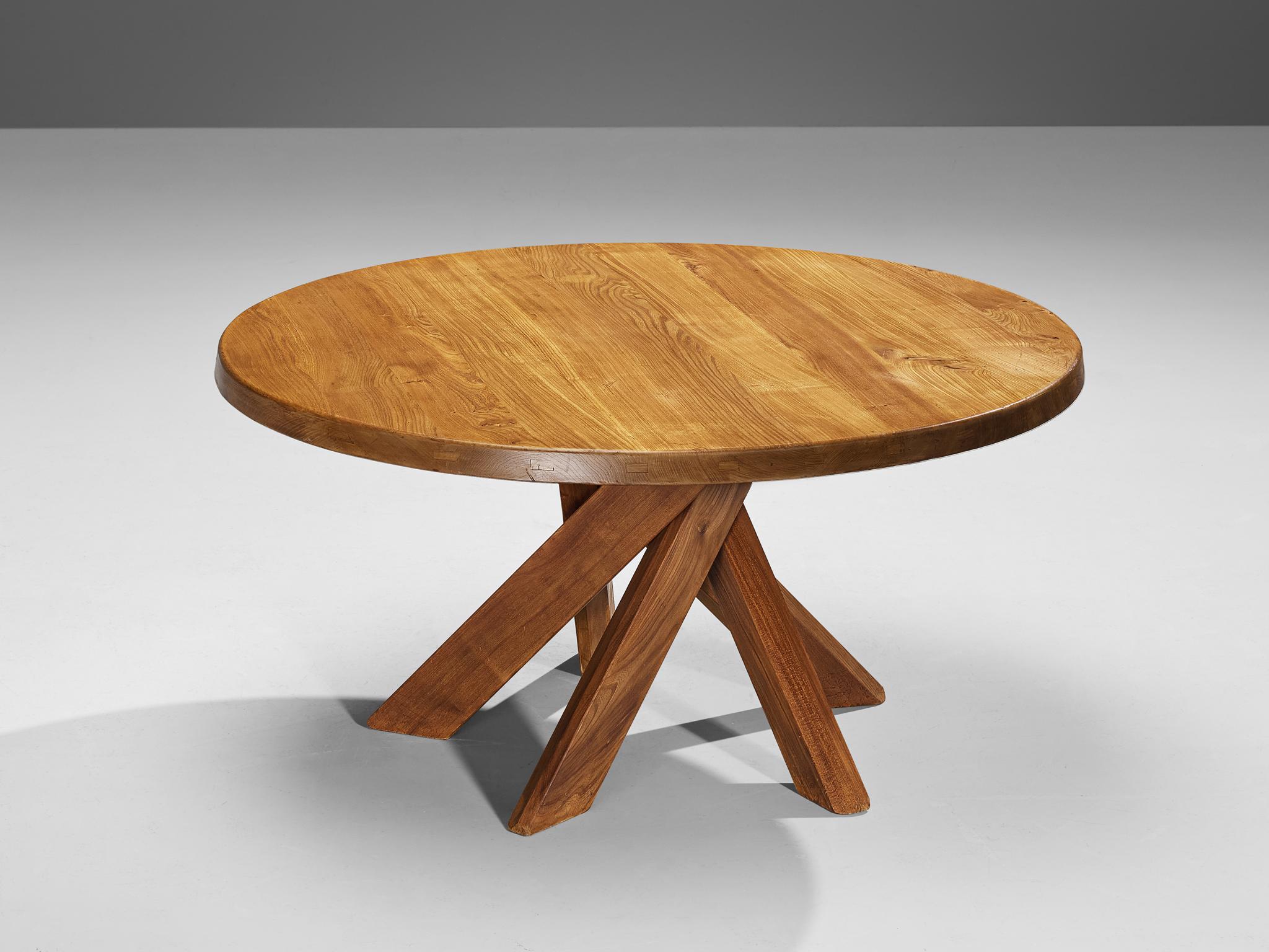 French Early Pierre Chapo 'T21 D' Dining Table in Solid Elm  For Sale