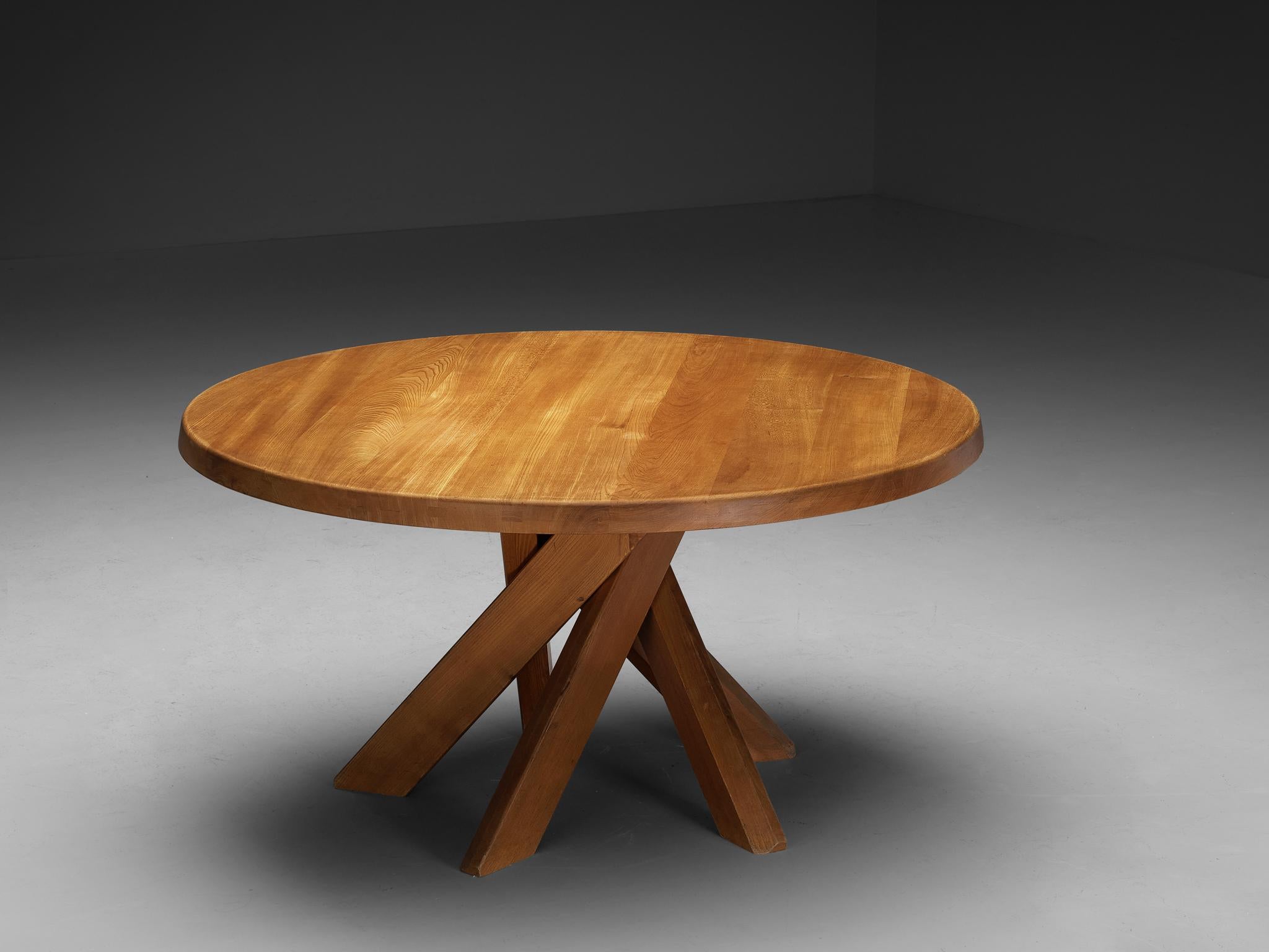Early Pierre Chapo 'T21 D' Dining Table in Solid Elm  In Good Condition In Waalwijk, NL