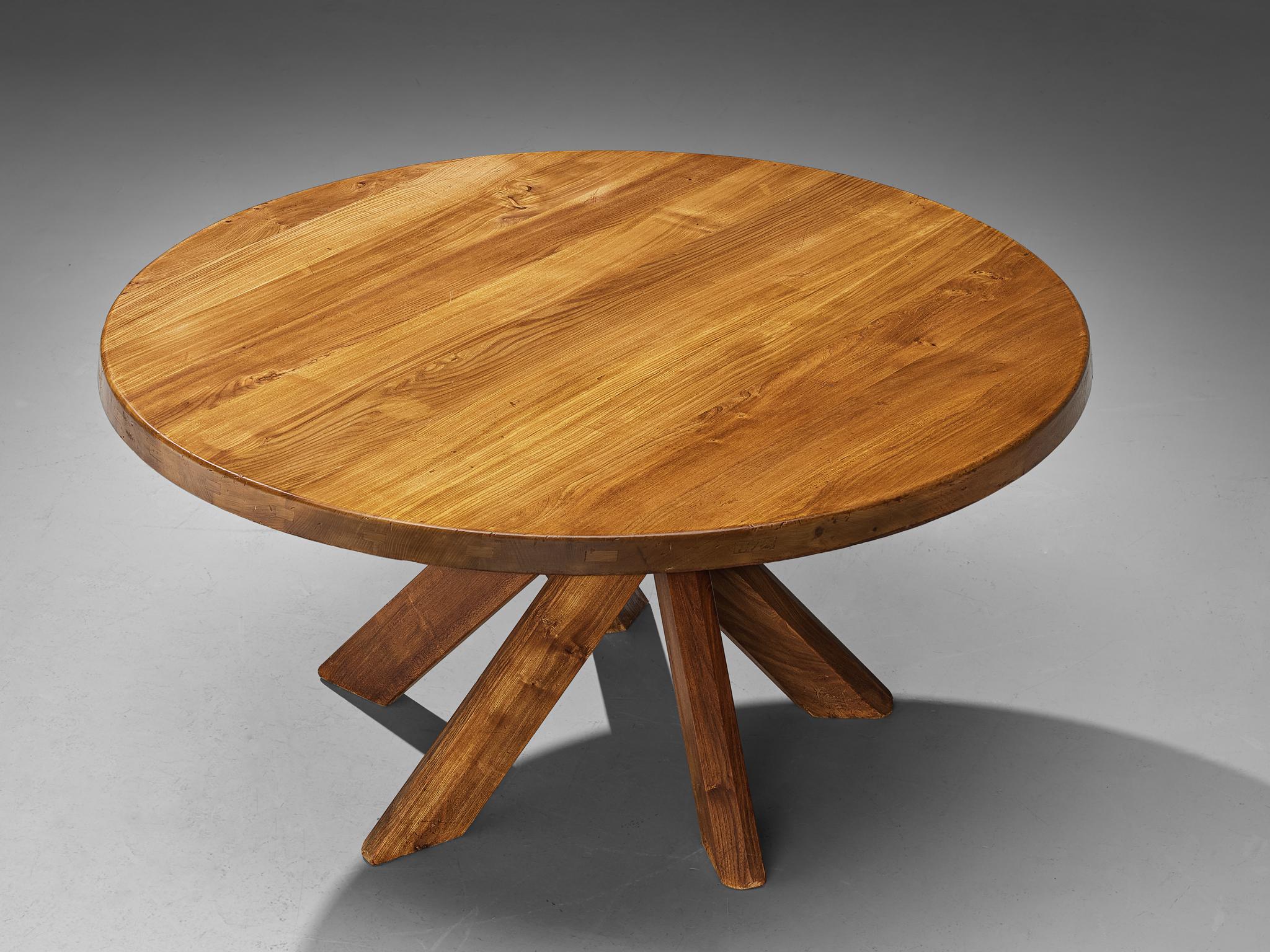 Early Pierre Chapo 'T21 D' Dining Table in Solid Elm  For Sale 1