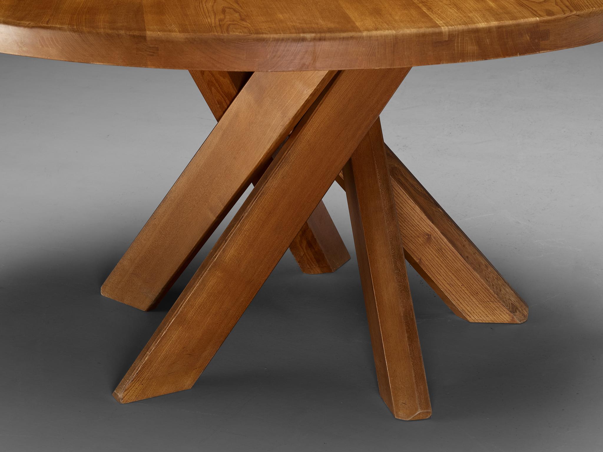 Late 20th Century Early Pierre Chapo 'T21 D' Dining Table in Solid Elm 