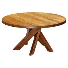 Early Pierre Chapo 'T21 D' Dining Table in Solid Elm 