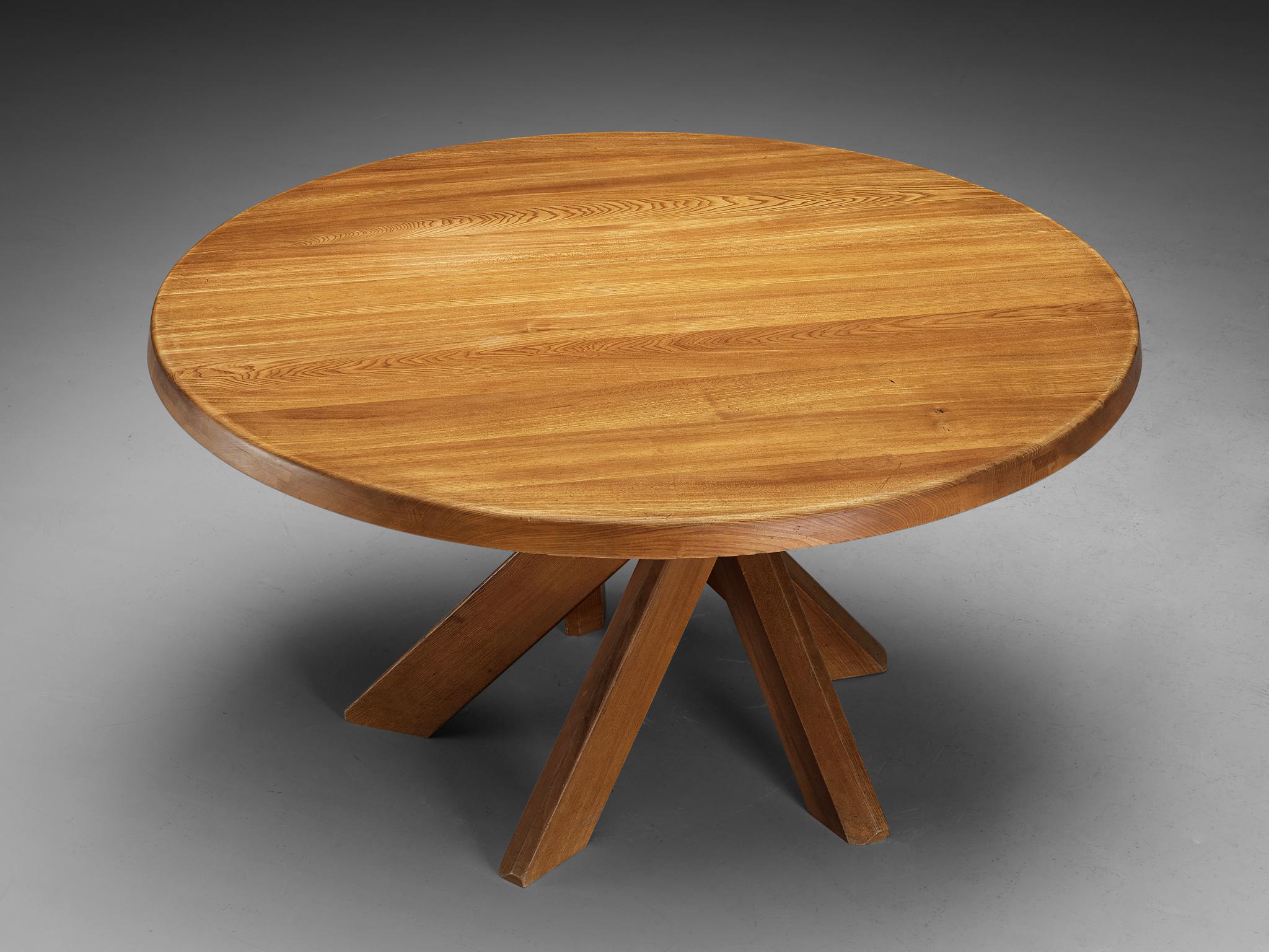 Mid-Century Modern Early Pierre Chapo T21D Dining Table with Afra & Tobia Scarpa Monk Chairs