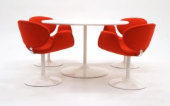 Early Pierre Paulin Dining / Kitchen Table Chairs, Red and White. Excellent.