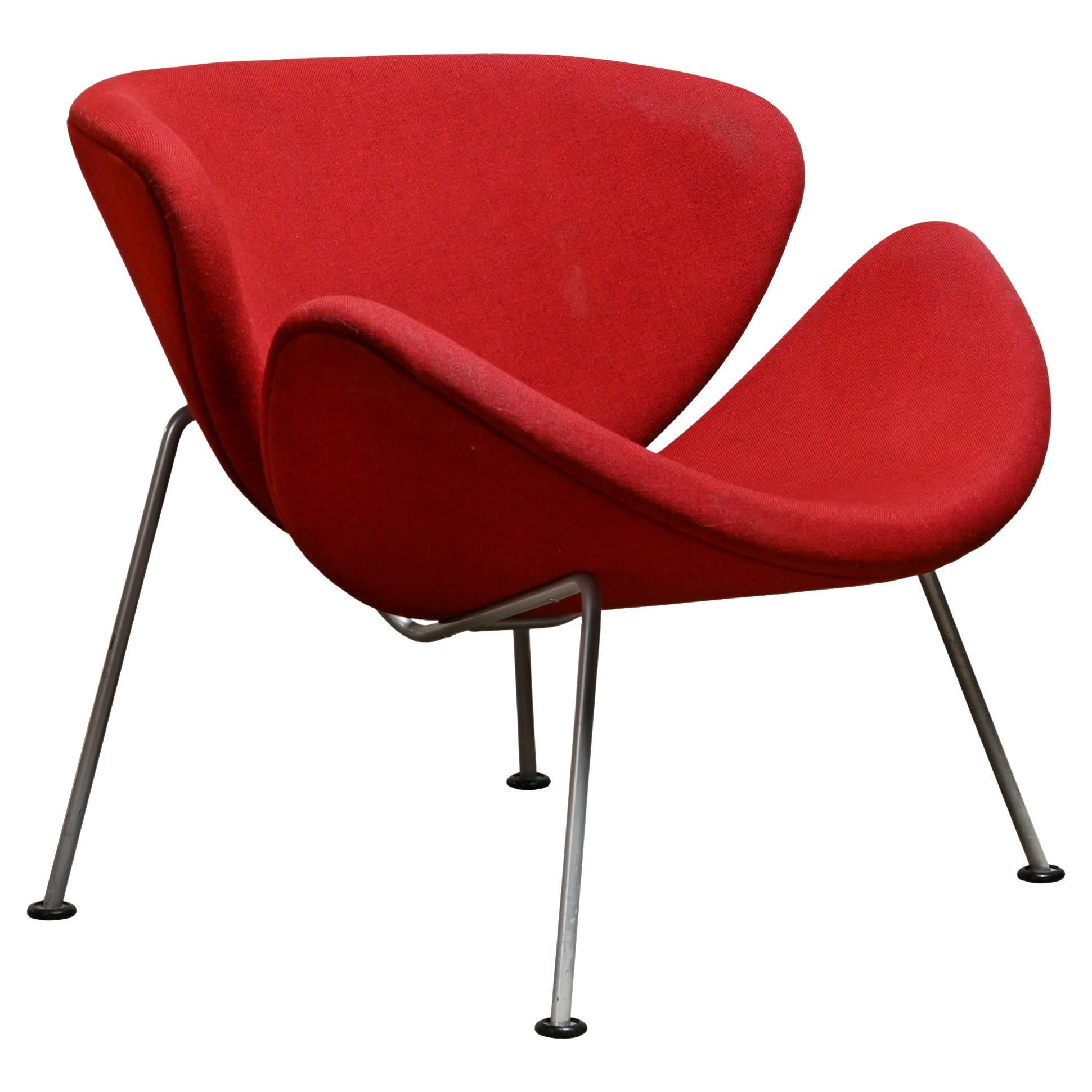 Early Pierre Paulin 'Orange Slice' Chair in Red Fabric by Artifort, Netherlands For Sale