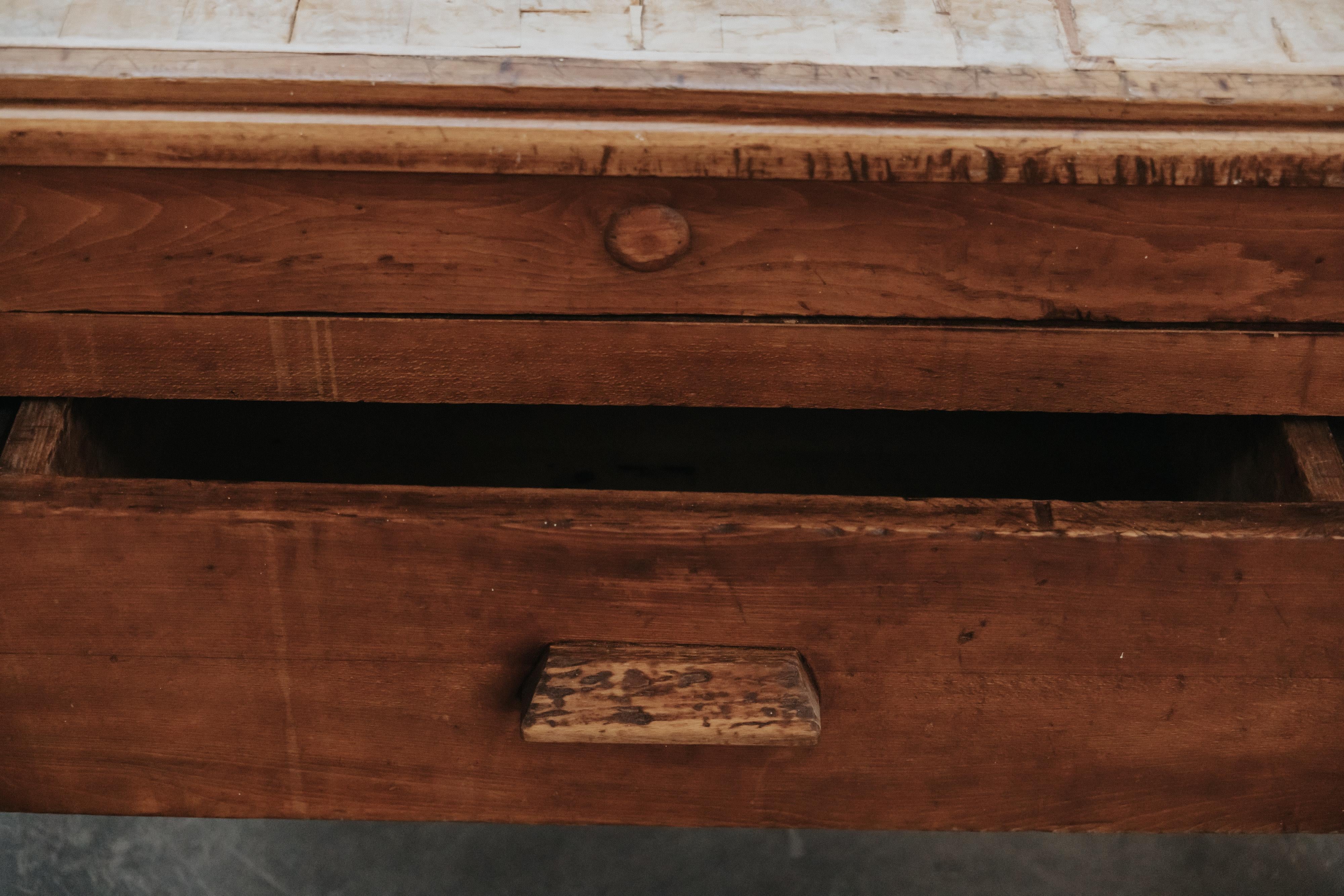 Early Pine Bakery Table From France, Circa 1920 In Good Condition For Sale In Nashville, TN