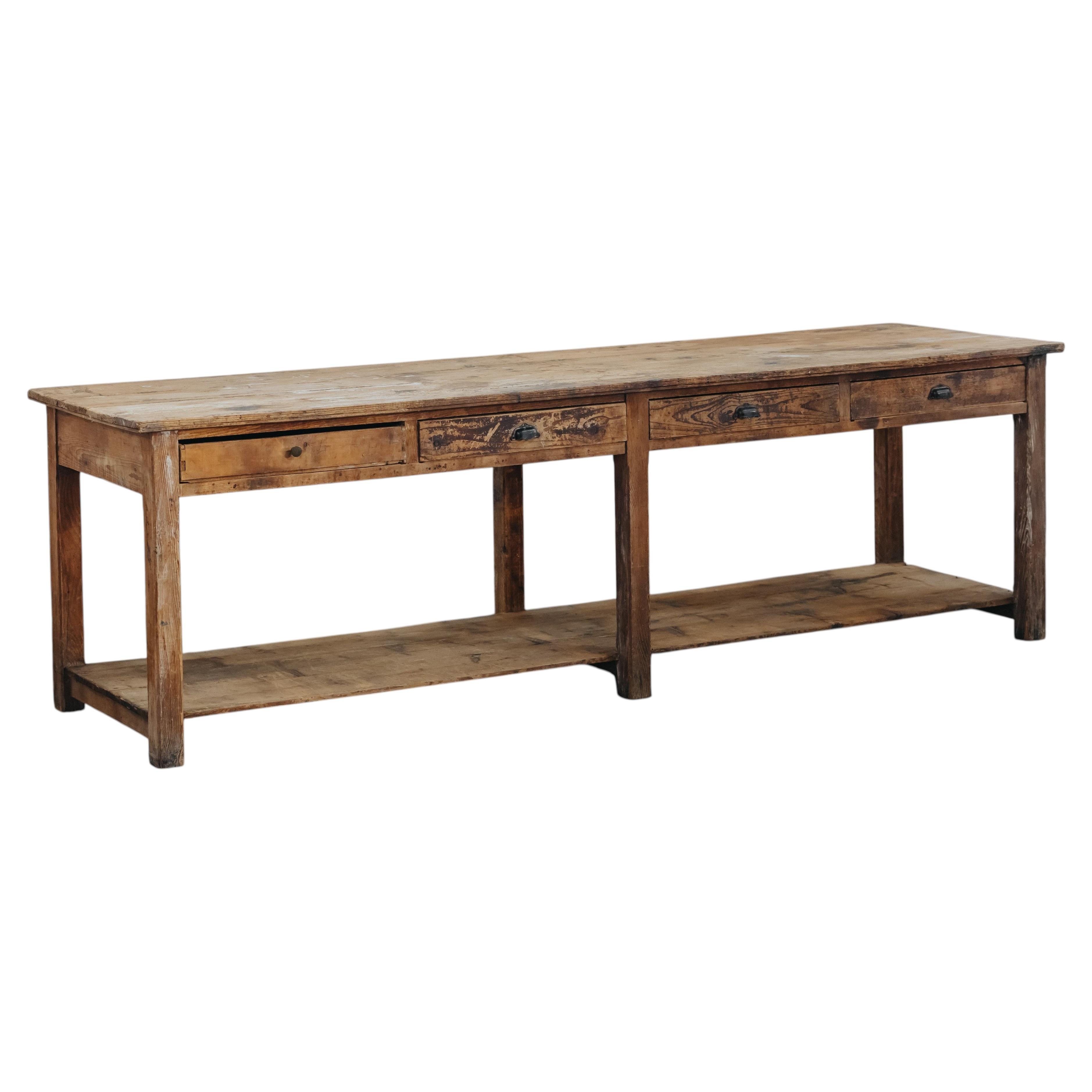 Early Pine Draper Table From France, Circa 1920 For Sale