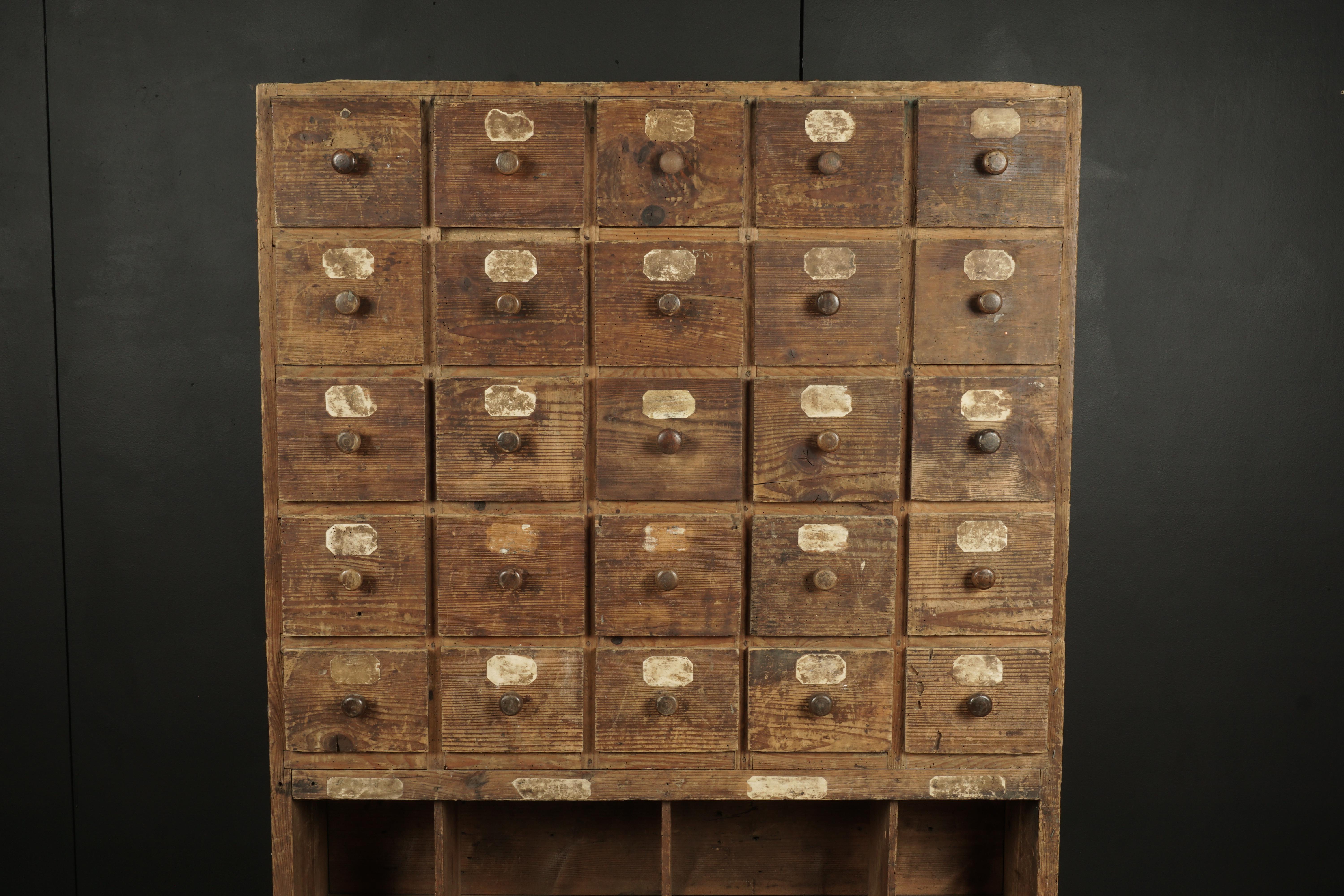 European Early Pine Multi Drawer Cabinet from France, circa 1940