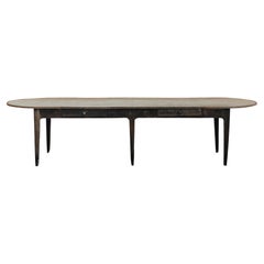 Early Pine Oval Dining Table From France, Circa 1880