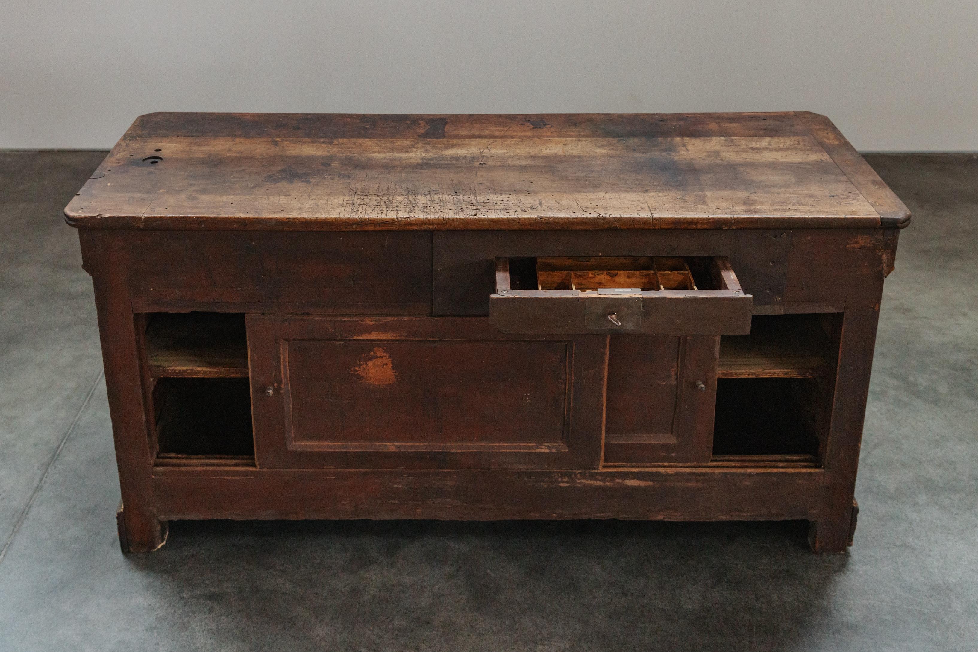 European Early Pine Shop Counter From France, Circa 1900 For Sale