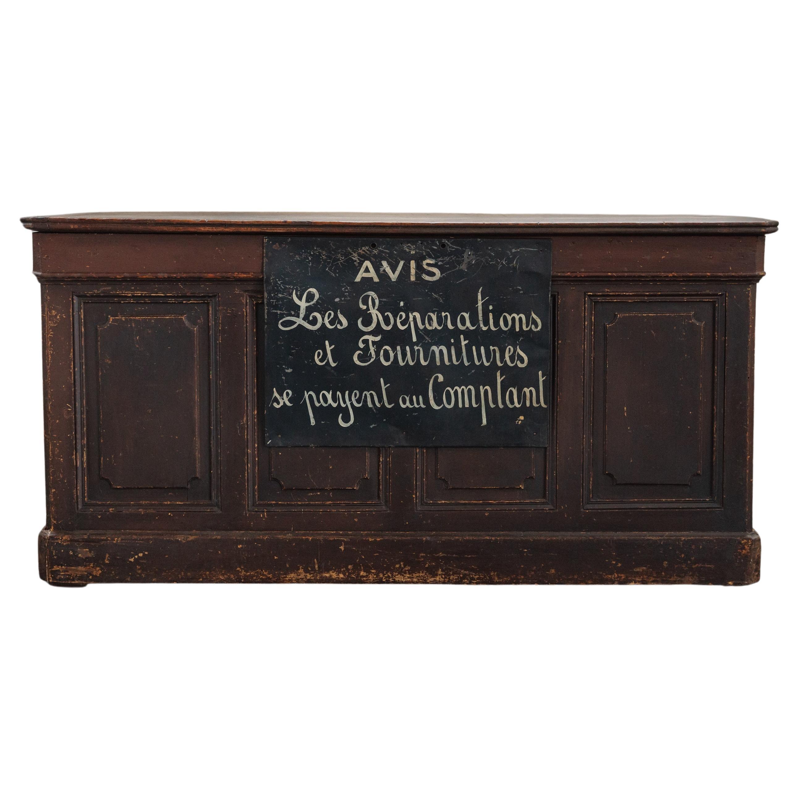 Early Pine Shop Counter From France, Circa 1900