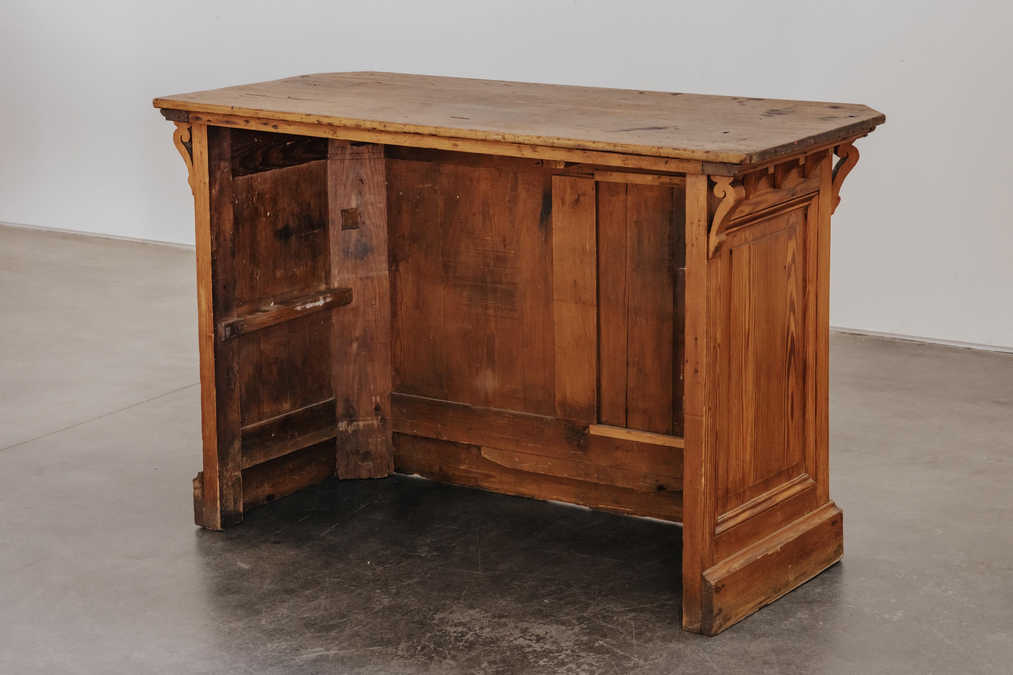 Early Pine Shop Counter From France, Circa 1920 5