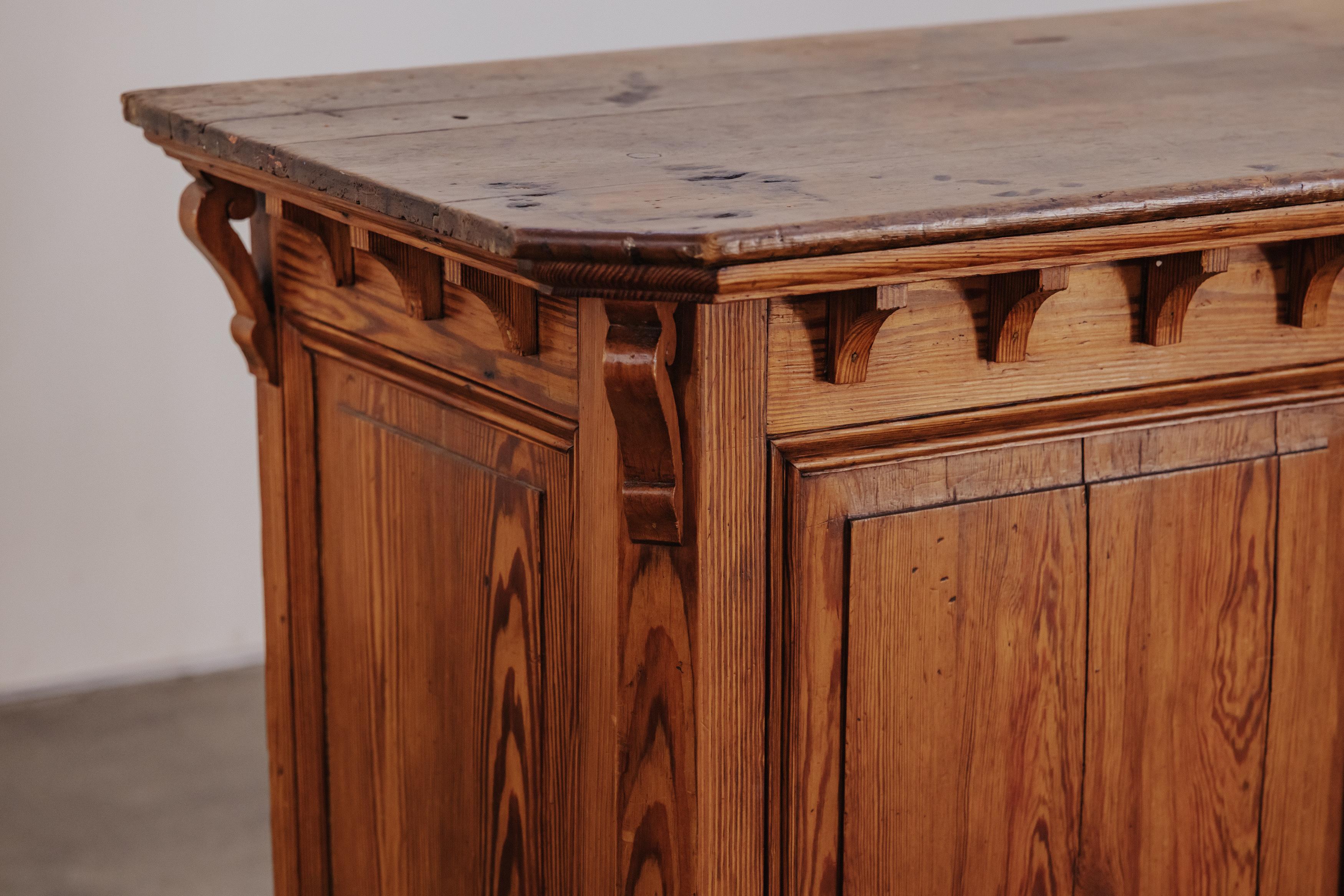 European Early Pine Shop Counter From France, Circa 1920