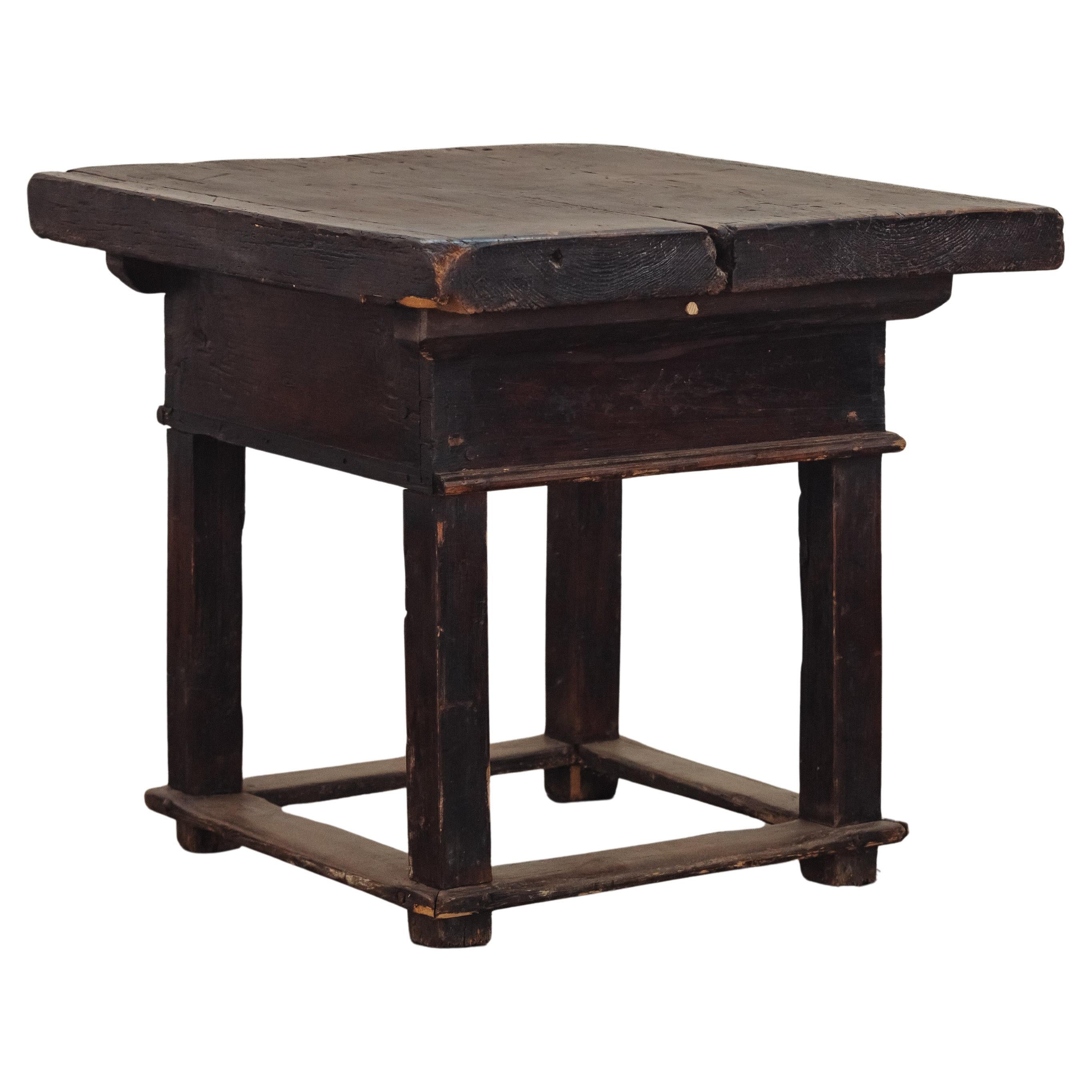 Early Pine Side Table With Drawer From Italy, Circa 1800 For Sale