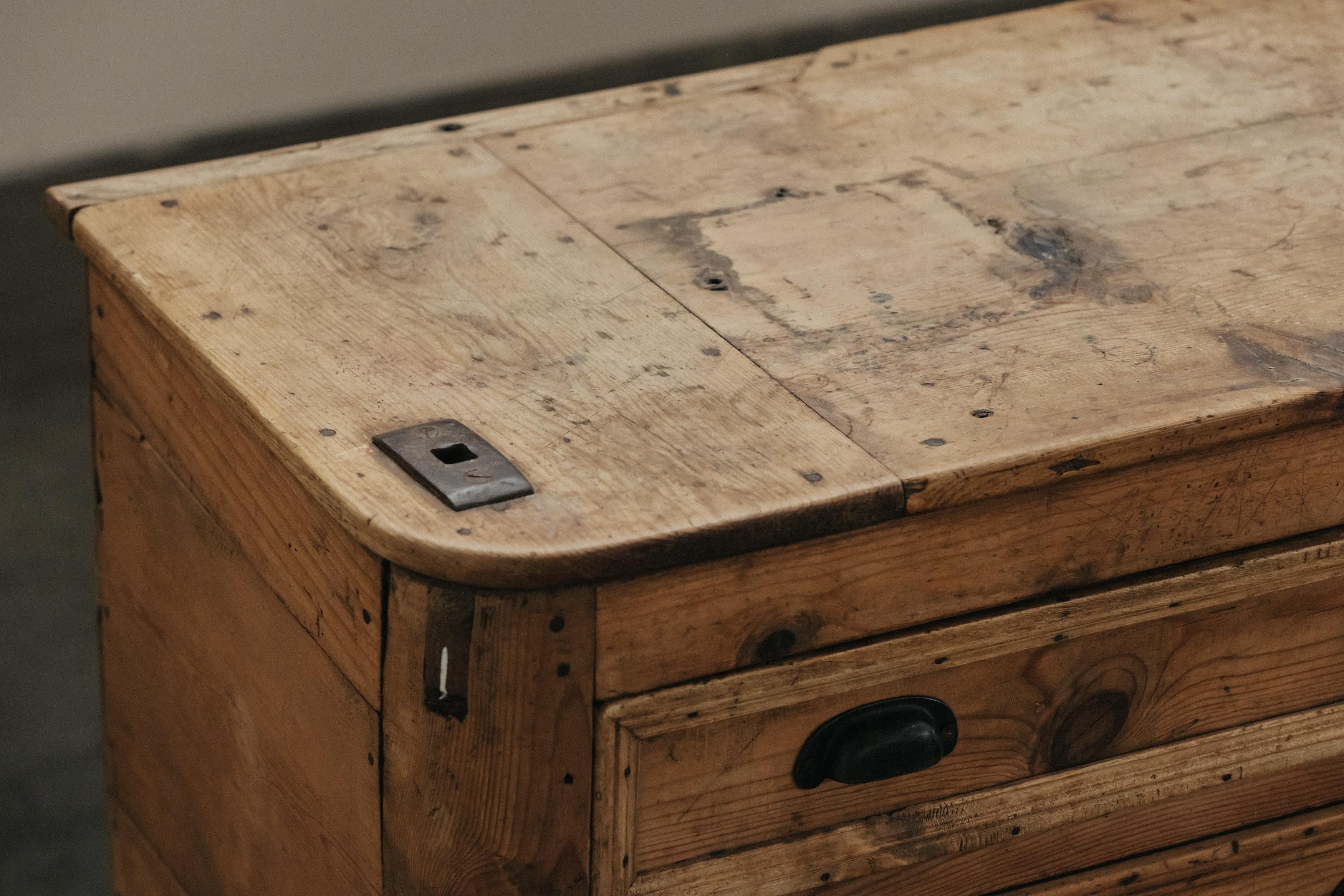 Late 19th Century Early Pine Sideboard Counter From France, Circa 1880 For Sale