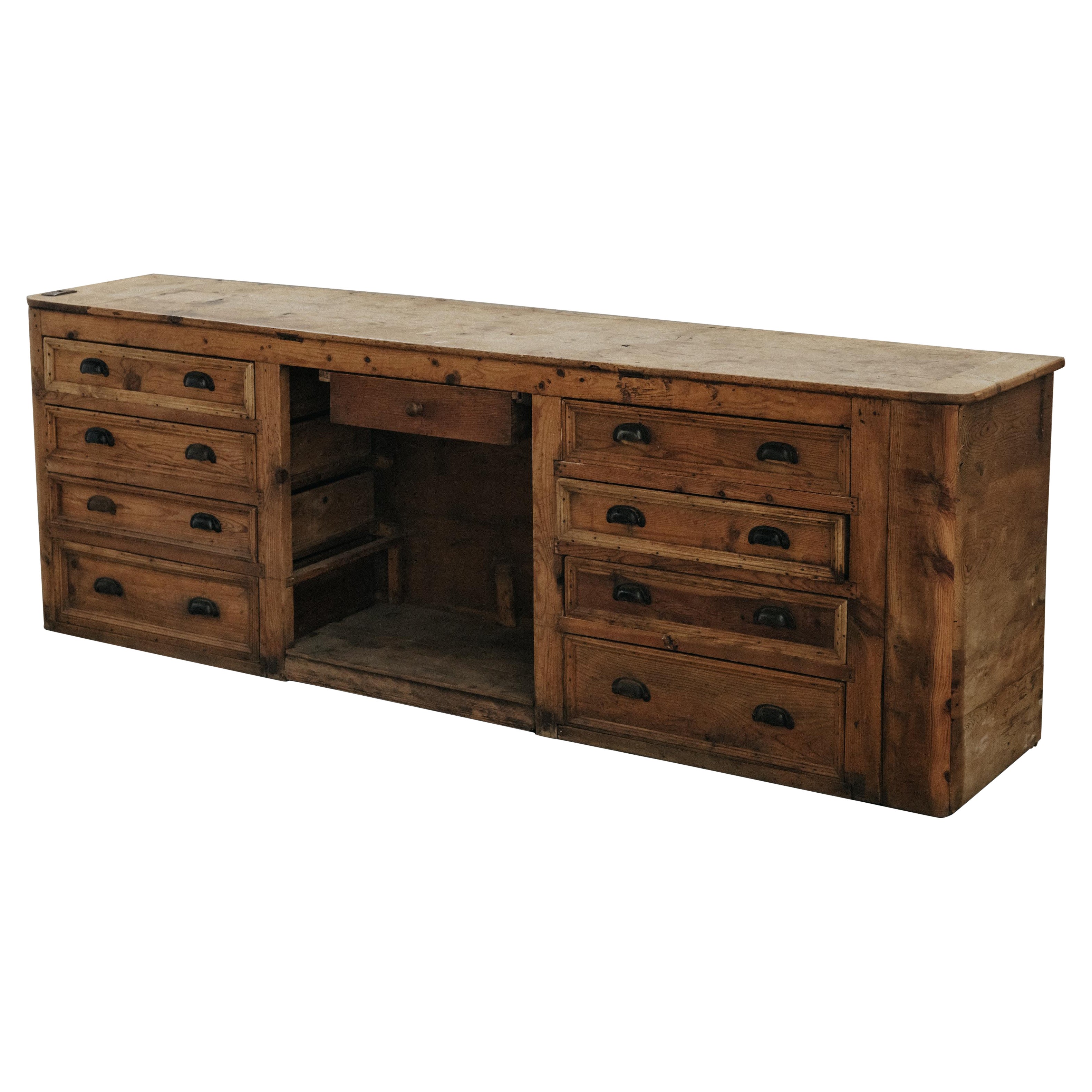 Early Pine Sideboard Counter From France, Circa 1880