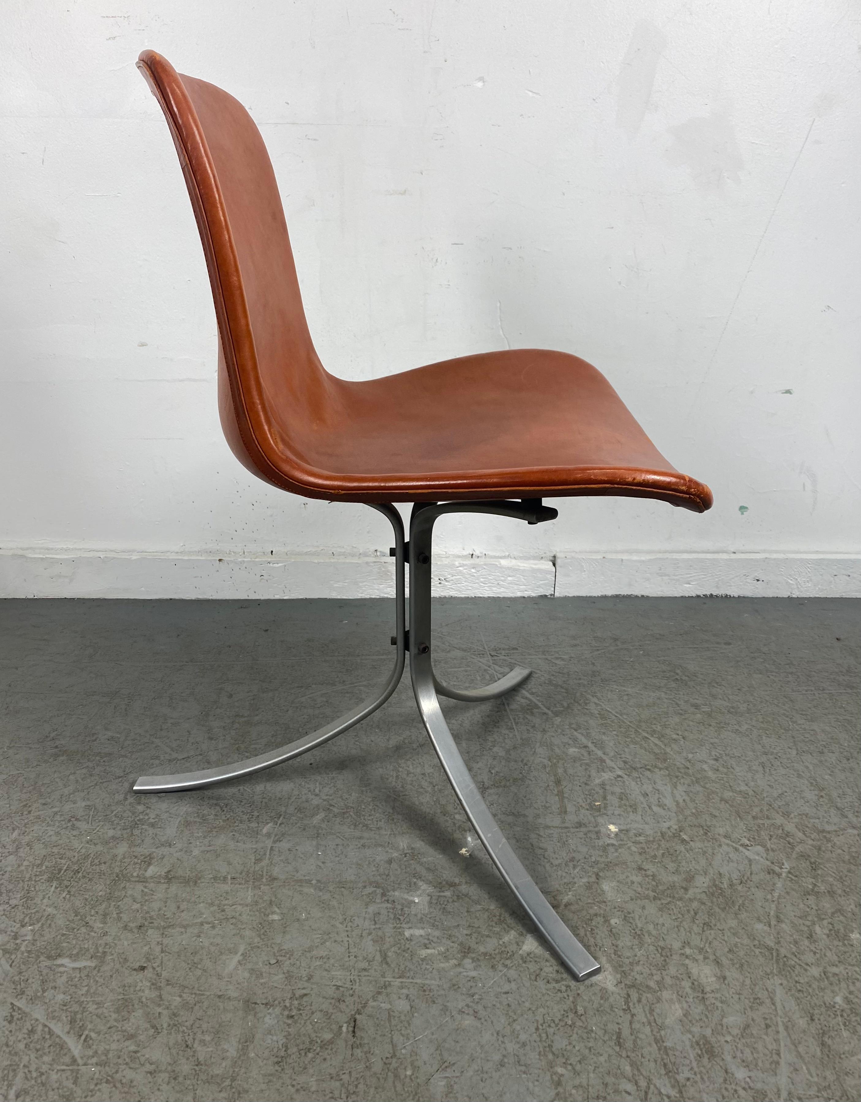 Brushed Early PK9 Chair in Leather by Poul Kjaerholm for E. Kold Christensen / Denmark