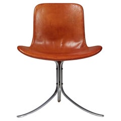 Chaise PK9 en cuir par Poul Kjaerholm pour E. Kold Christensen / Danemark