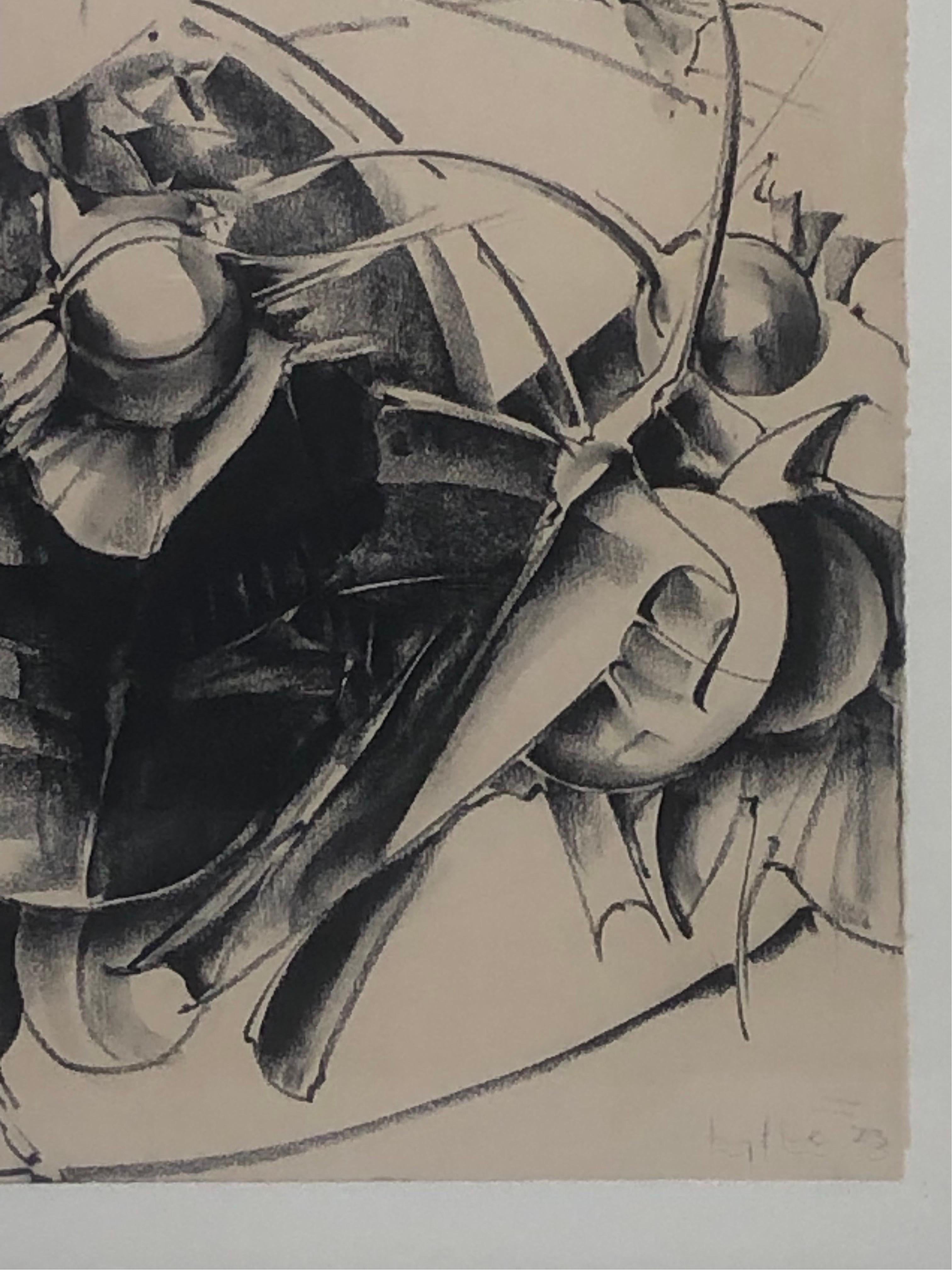 Late 20th Century Early “Pod Series” Charcoal on Paper by Richard Lytle 1973 in Original Frame  For Sale