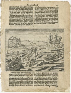 Grabado de las primeras exploraciones polares - Campamento ártico holandés, 1611