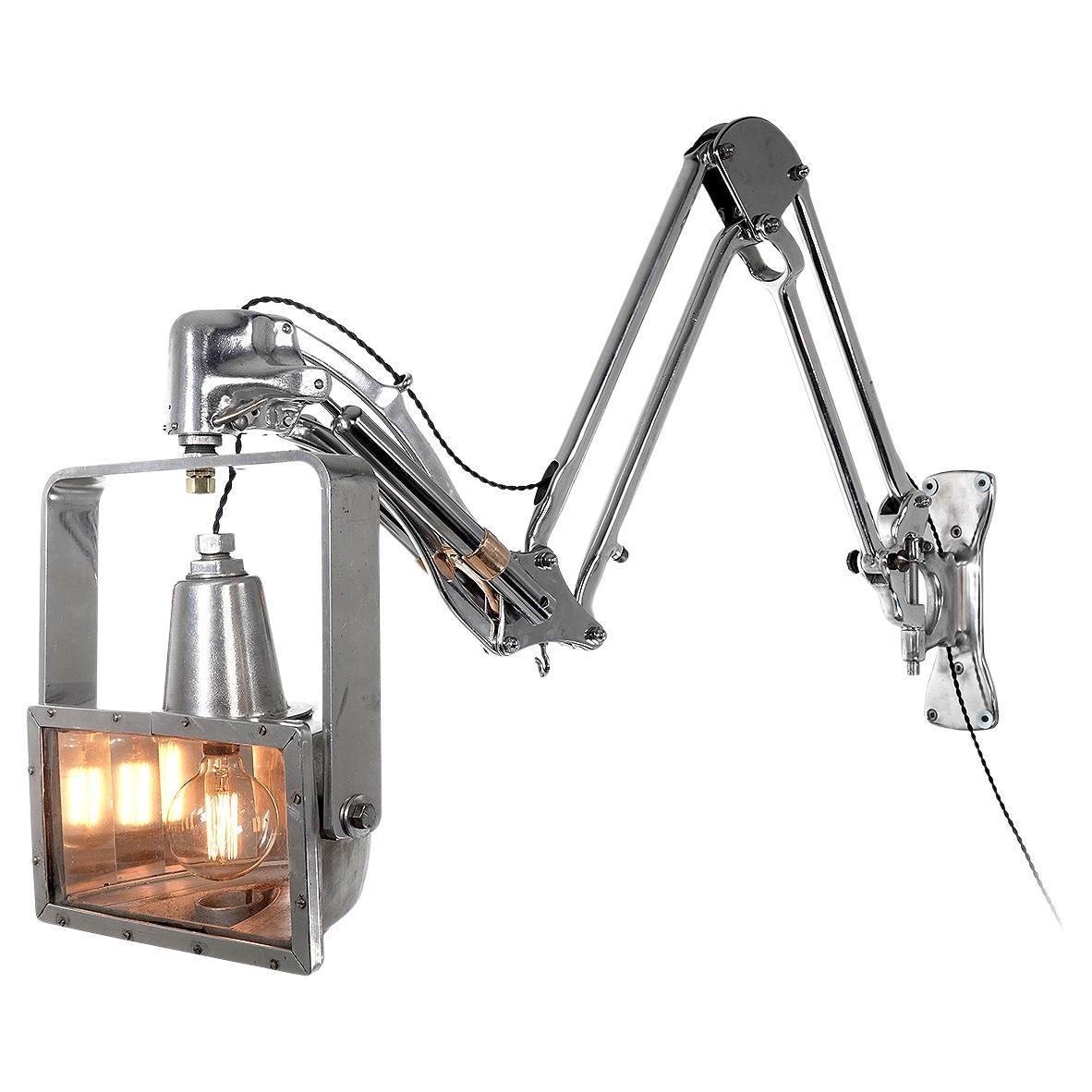 Lampe à bras articulé pour rayons X en aluminium poli #2