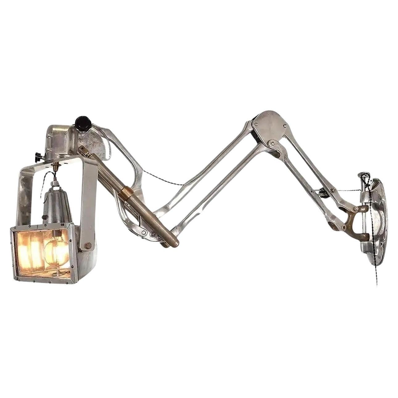 Lampe à bras articulé pour rayons X en aluminium poli #1