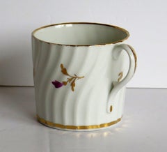 Early Porcelain Coffee Can Possibly Grainger Hand Painted and Gilded, circa 1800
