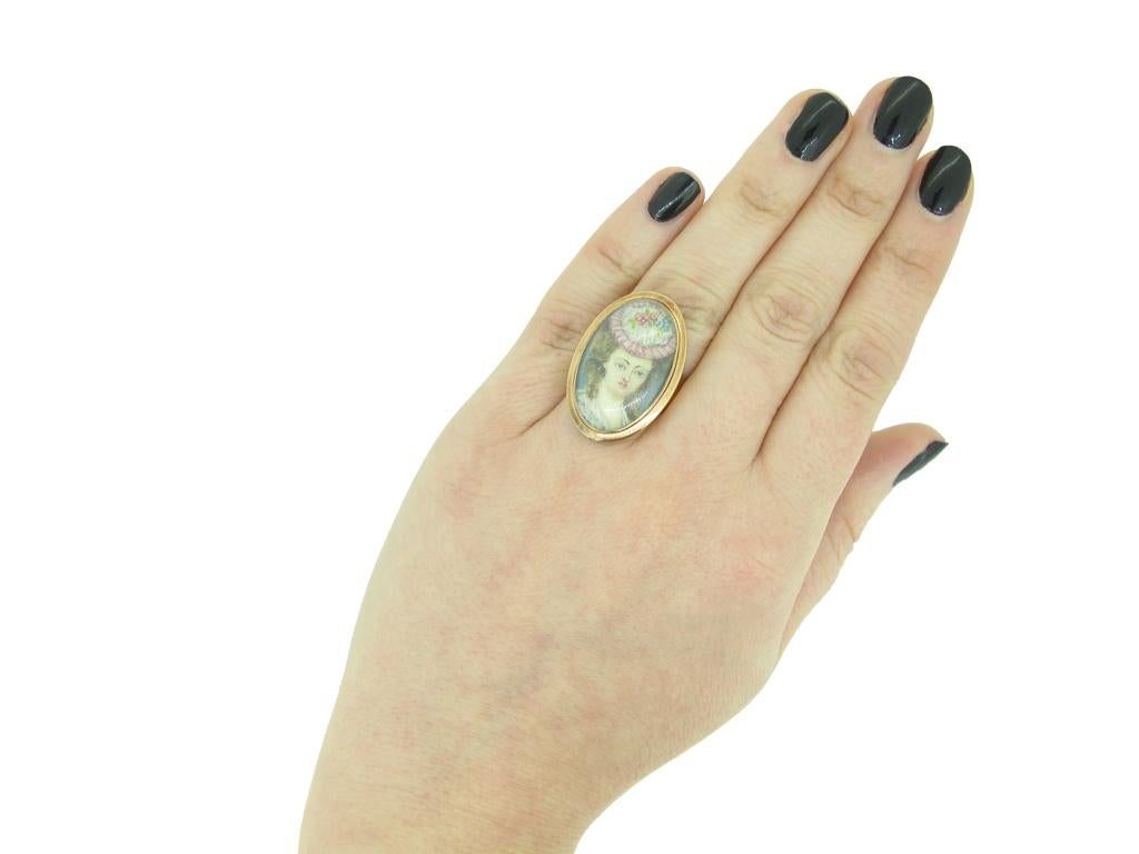 Women's Early portrait miniature memorial ring, circa 1793. For Sale