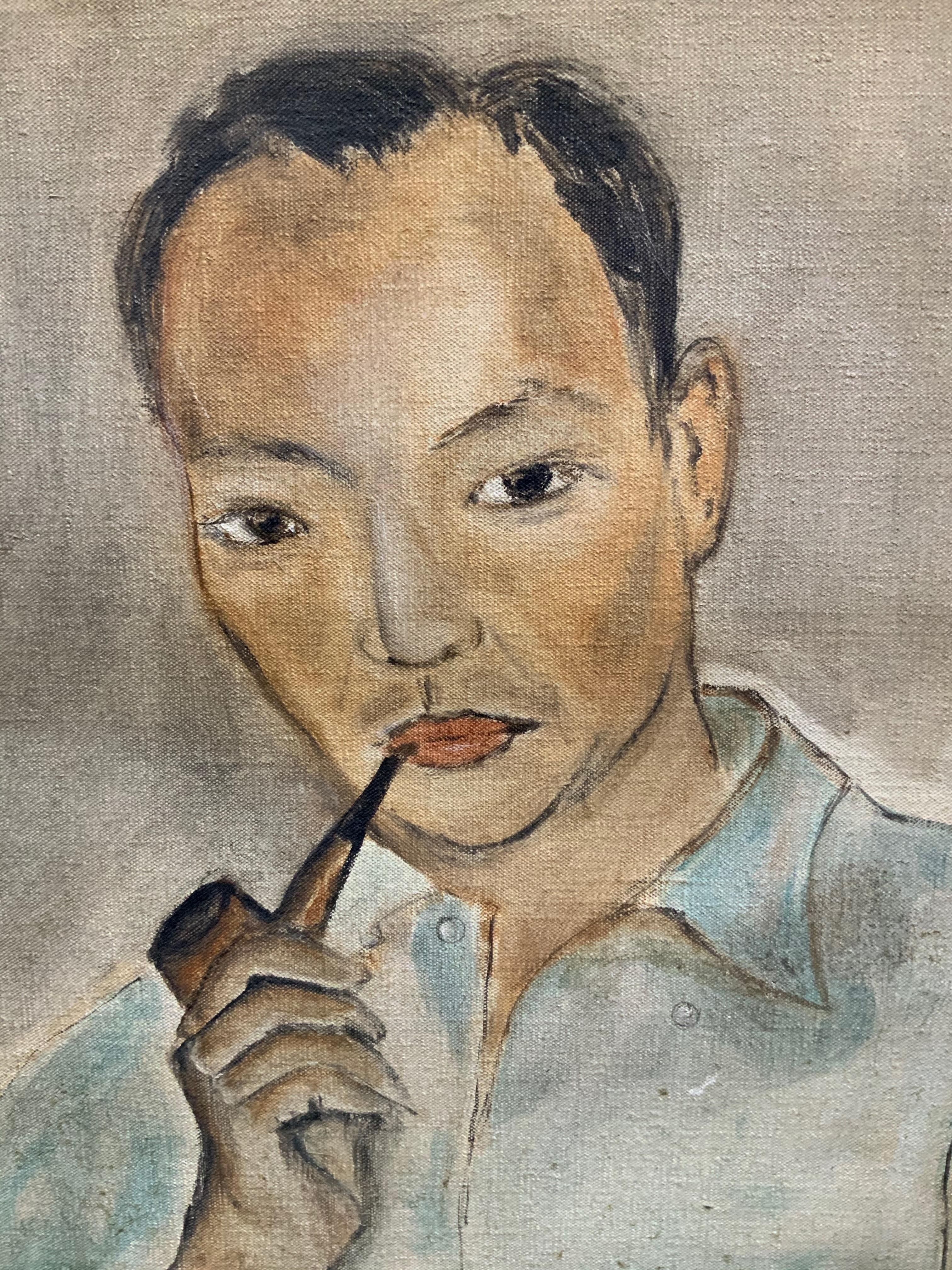 American Early Portrait Painting of Yasuo Kuniyoshi