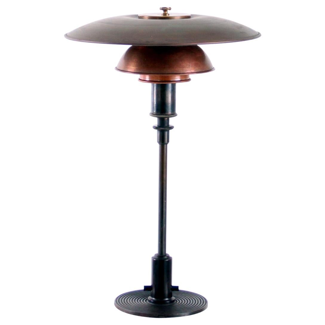 Early Poul Henningsen 3/2 Table Lamp Shades in Copper, 1930s For Sale