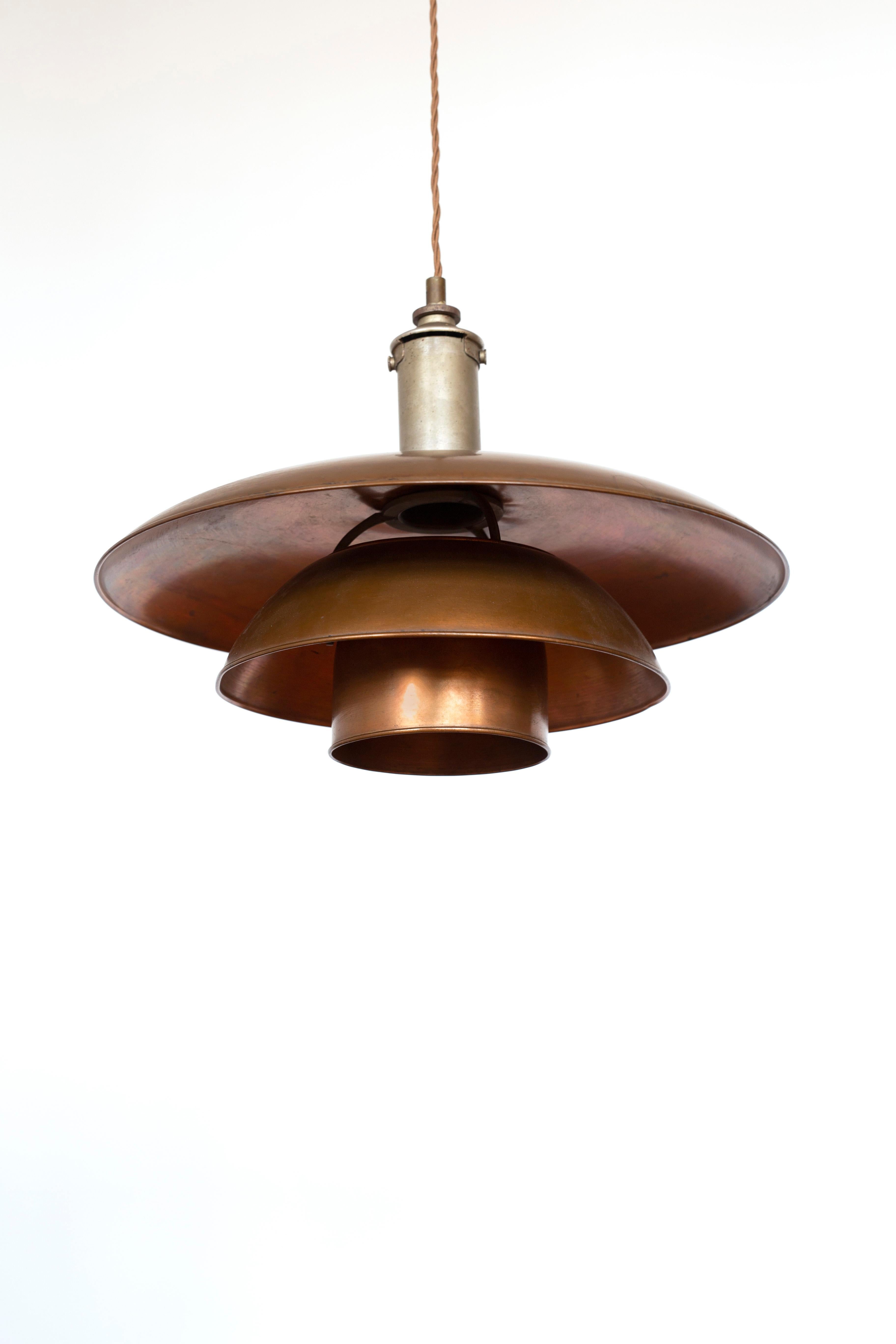 Metal Early Poul Henningsen 4/4 Copper Ceiling Lamp, 1926 For Sale