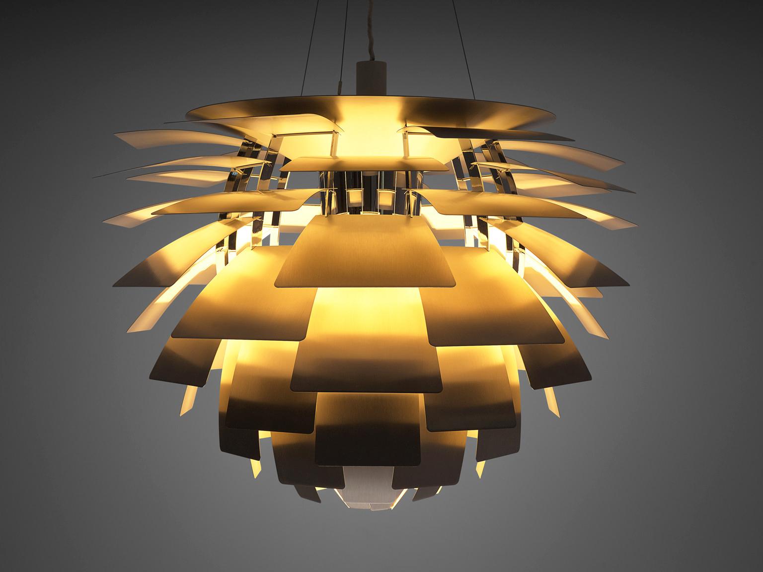 Poul Henningsen for Louis Poulsen, 'PH-Artichoke' pendant, stainless steel Denmark, design 1957, production 1970s.

The Artichoke pendant is an all time eyecatcher in the lighting design. This iconic pendant, designed by Poul Henningsen, has brushed