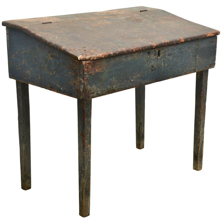 Early Primitive Desk with Original Paint at 1stdibs
