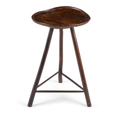 Early Primitive English Cricket Table in Walnut, Oak and Ash