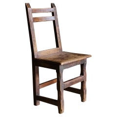 Antique Early Primitive Oak Side Chair from France, Circa 1750