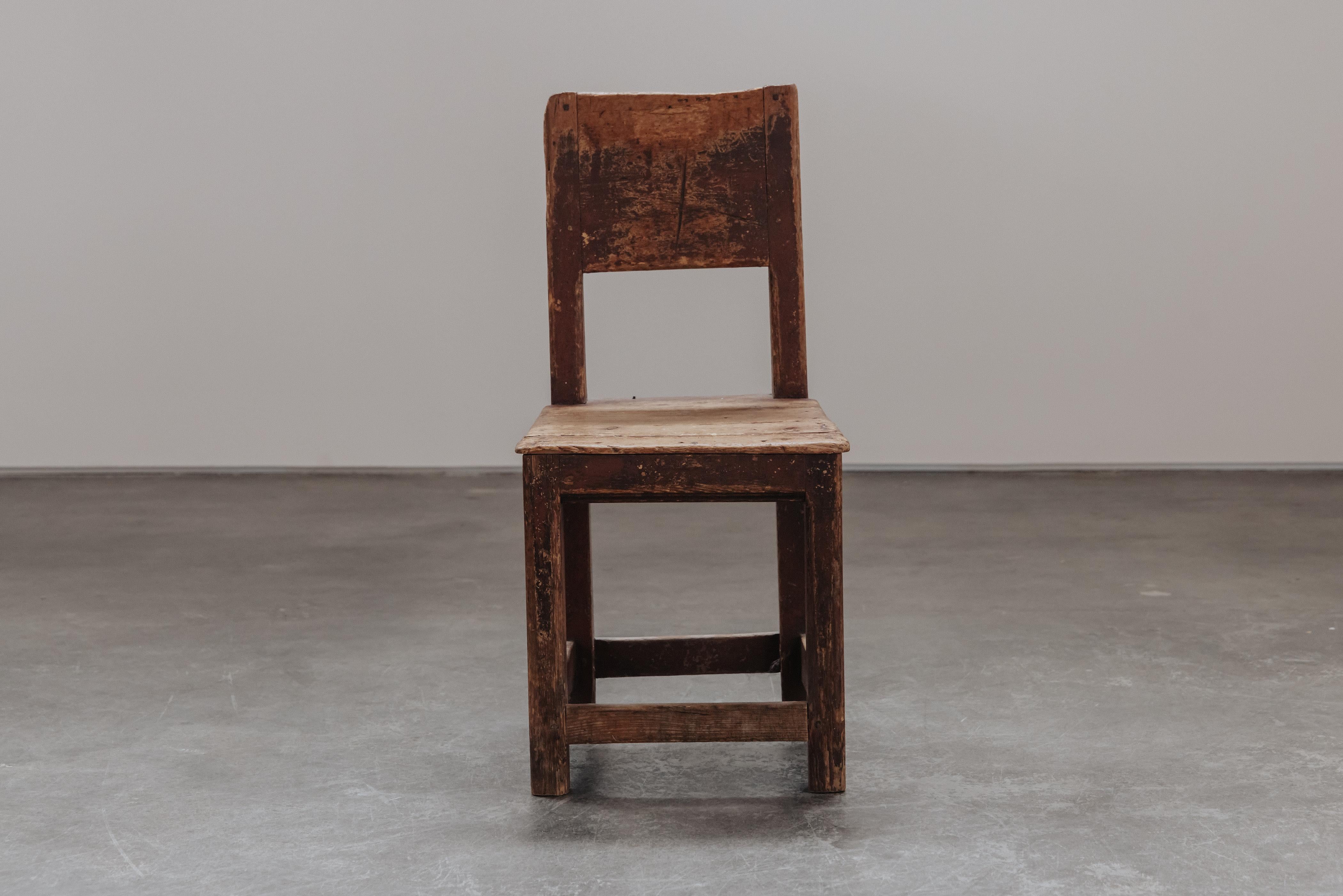 Early Primitive Pine Chair From Sweden, Circa 1800.  Solid pine construction with nice original paint.