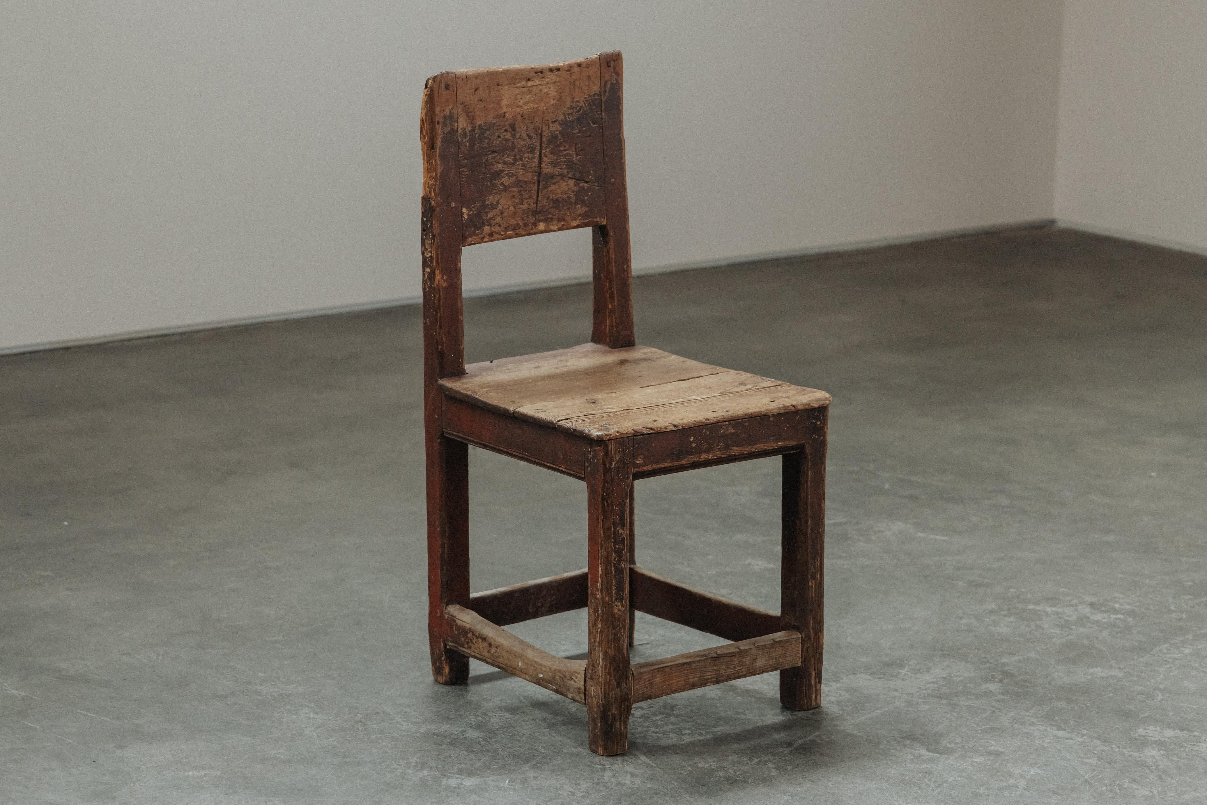 European Early Primitive Pine Chair From Sweden, Circa 1800 For Sale