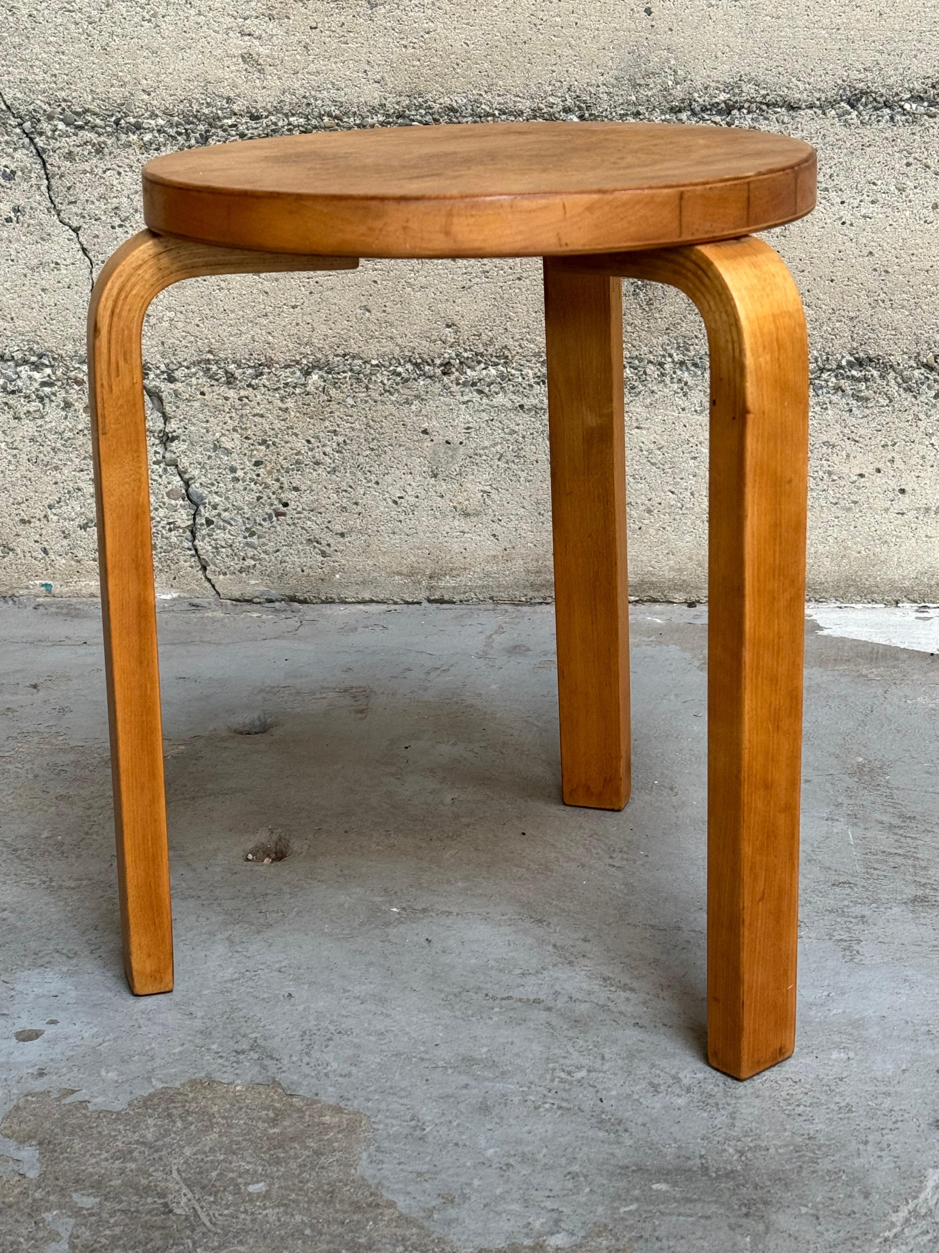 Swedish Early Production Alvar Aalto Model 60 Stool Finsven Late 1940s For Sale